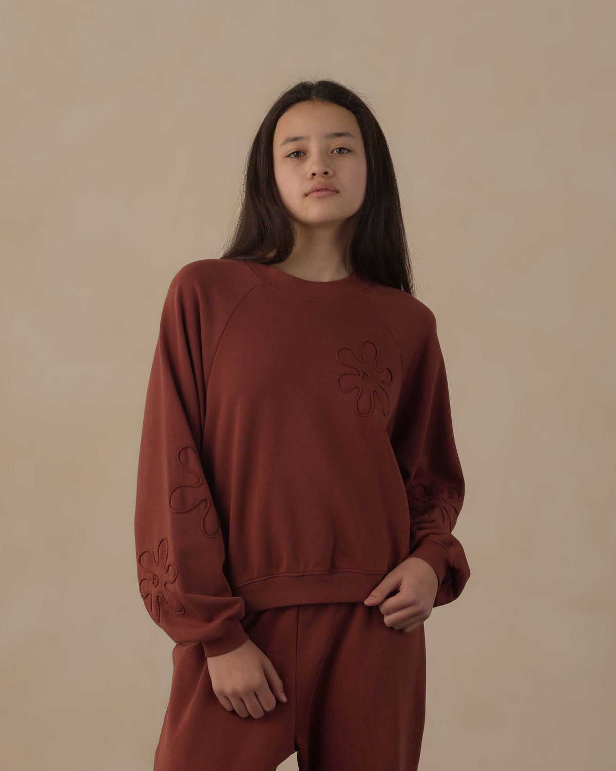 Teen Oversized Raglan Sweatshirt Brick - Rylee + Cru | Kids Clothes | Trendy Baby Clothes | Modern Infant Outfits |