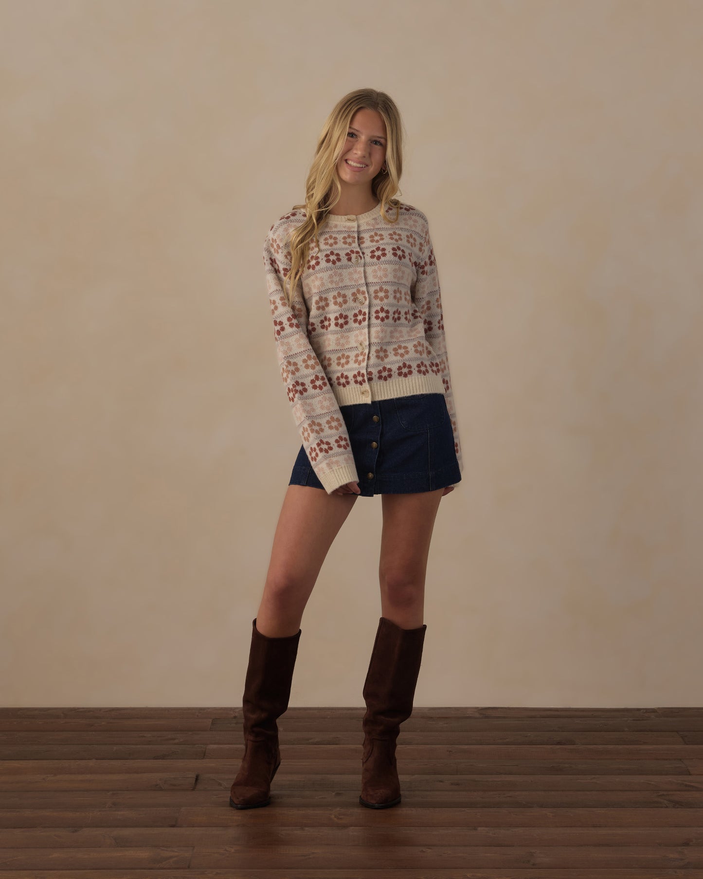 Teen Cheyenne Cardigan Flower Fair Isle - Rylee + Cru | Kids Clothes | Trendy Baby Clothes | Modern Infant Outfits |