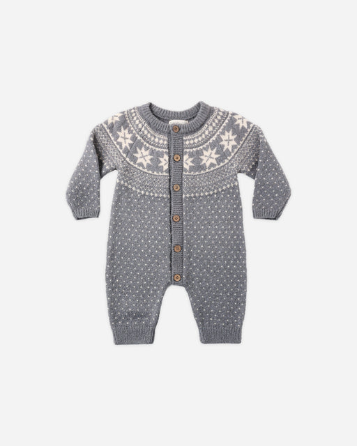 Fair Isle Romper Slate - Rylee + Cru | Kids Clothes | Trendy Baby Clothes | Modern Infant Outfits |