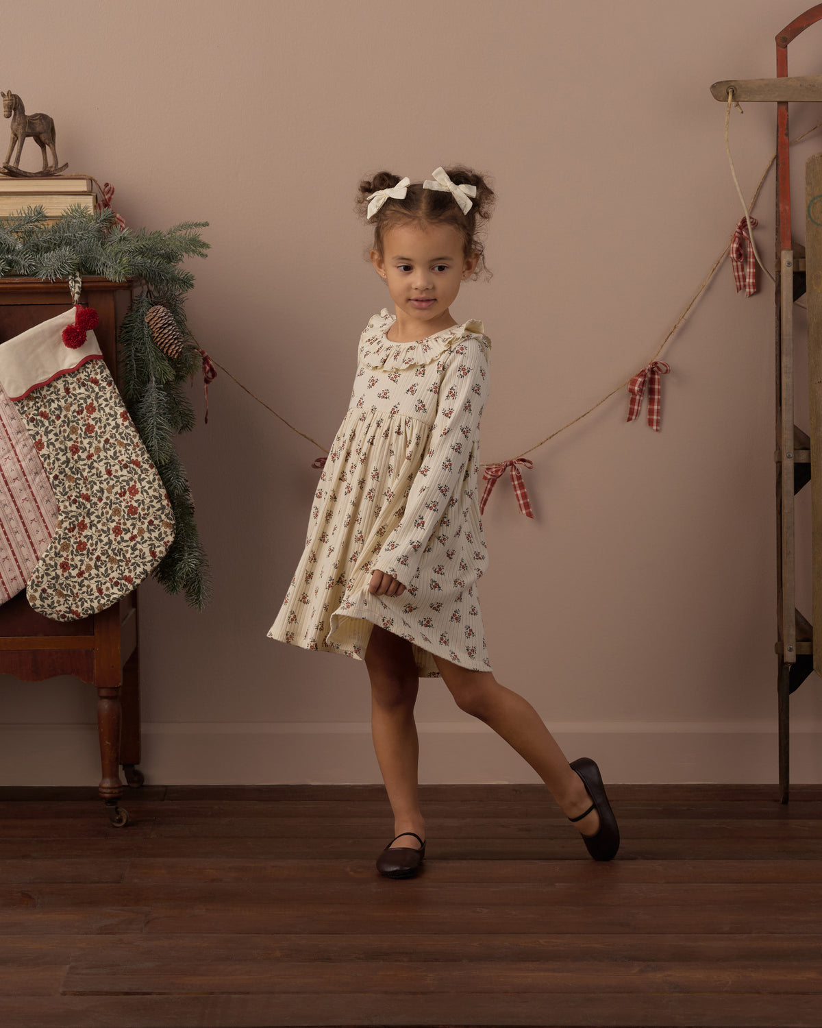 Ruffle Collar Dress Ruby Bloom - Rylee + Cru | Kids Clothes | Trendy Baby Clothes | Modern Infant Outfits |