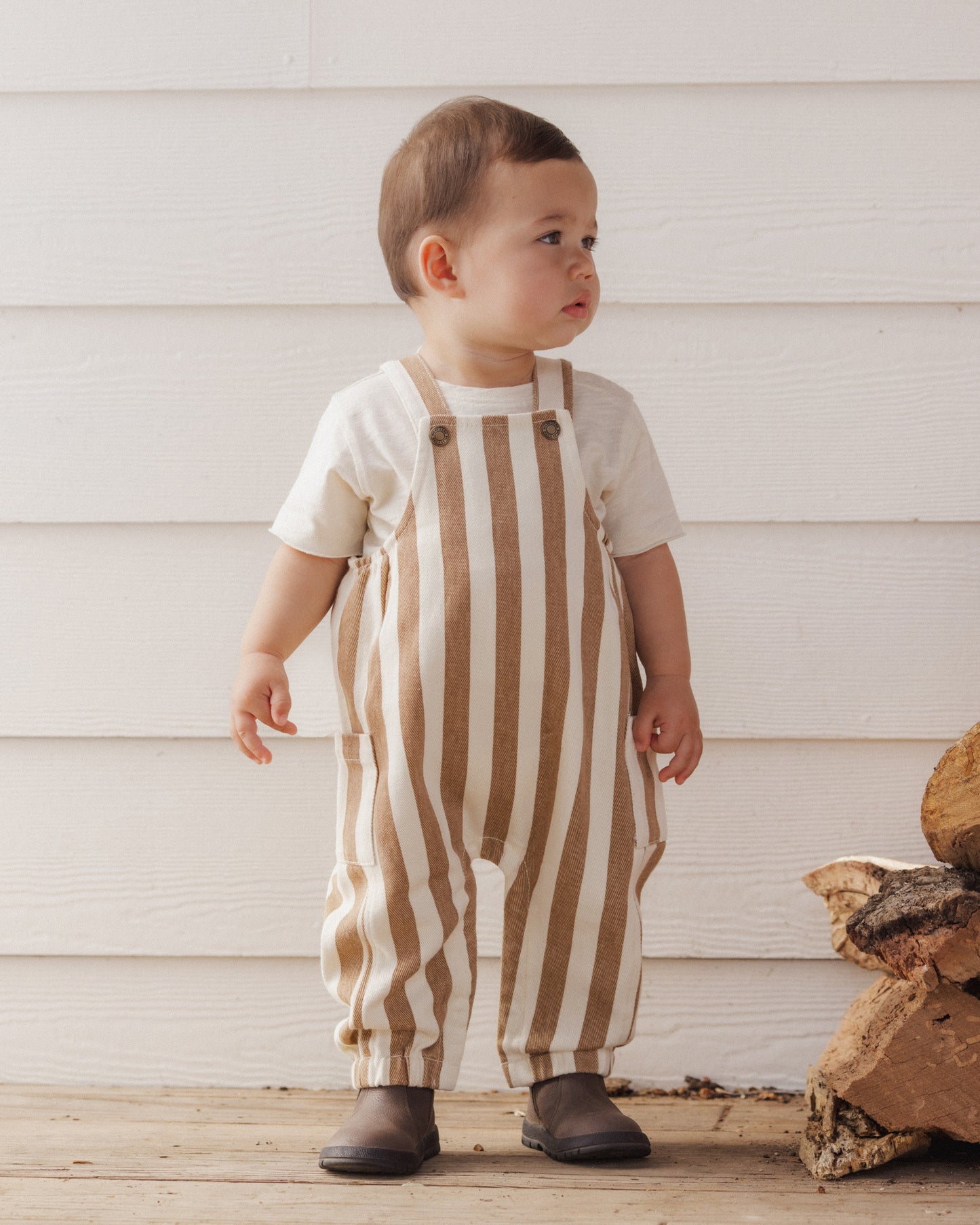 Cargo Baby Overall Fawn Pinstripe - Rylee + Cru | Kids Clothes | Trendy Baby Clothes | Modern Infant Outfits |