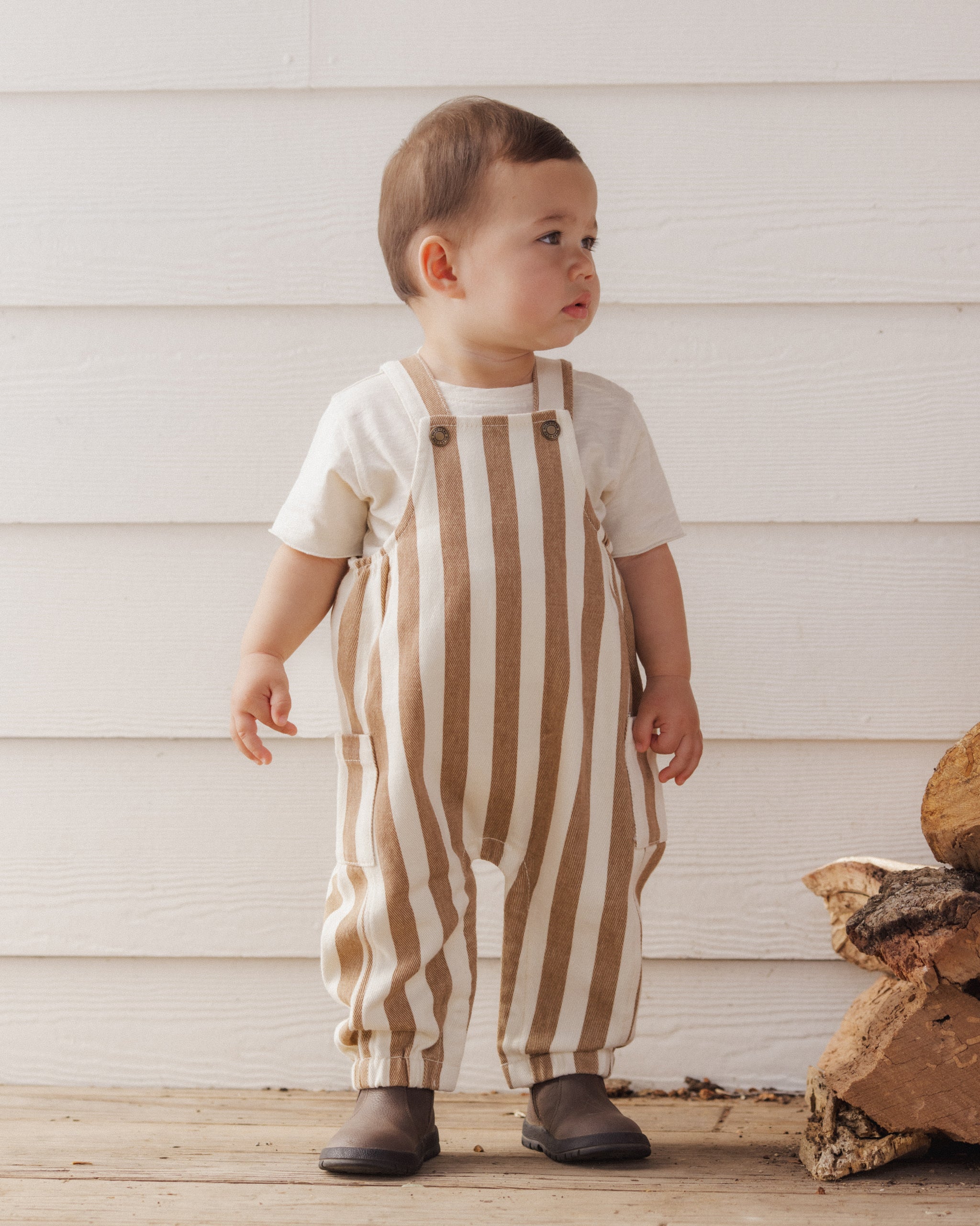 Cargo Baby Overall Fawn Pinstripe - Rylee + Cru | Kids Clothes | Trendy Baby Clothes | Modern Infant Outfits |