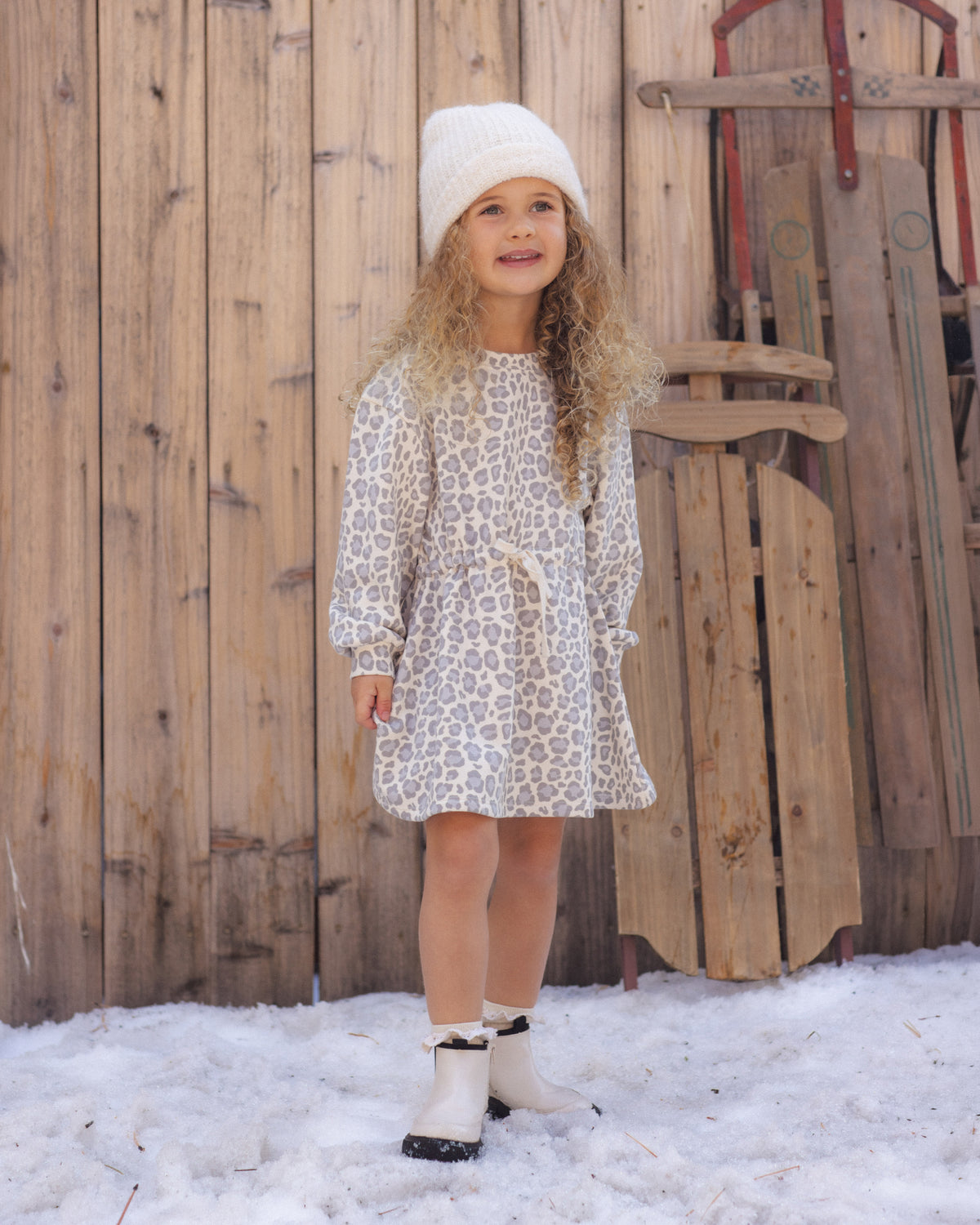 Tate Dress Blue Leopard - Rylee + Cru | Kids Clothes | Trendy Baby Clothes | Modern Infant Outfits |