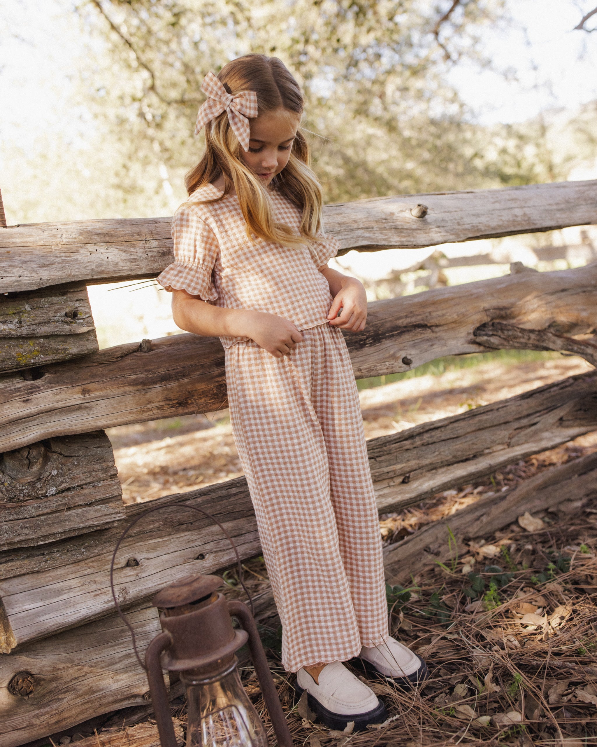 Francie Blouse Fawn Gingham - Rylee + Cru | Kids Clothes | Trendy Baby Clothes | Modern Infant Outfits |