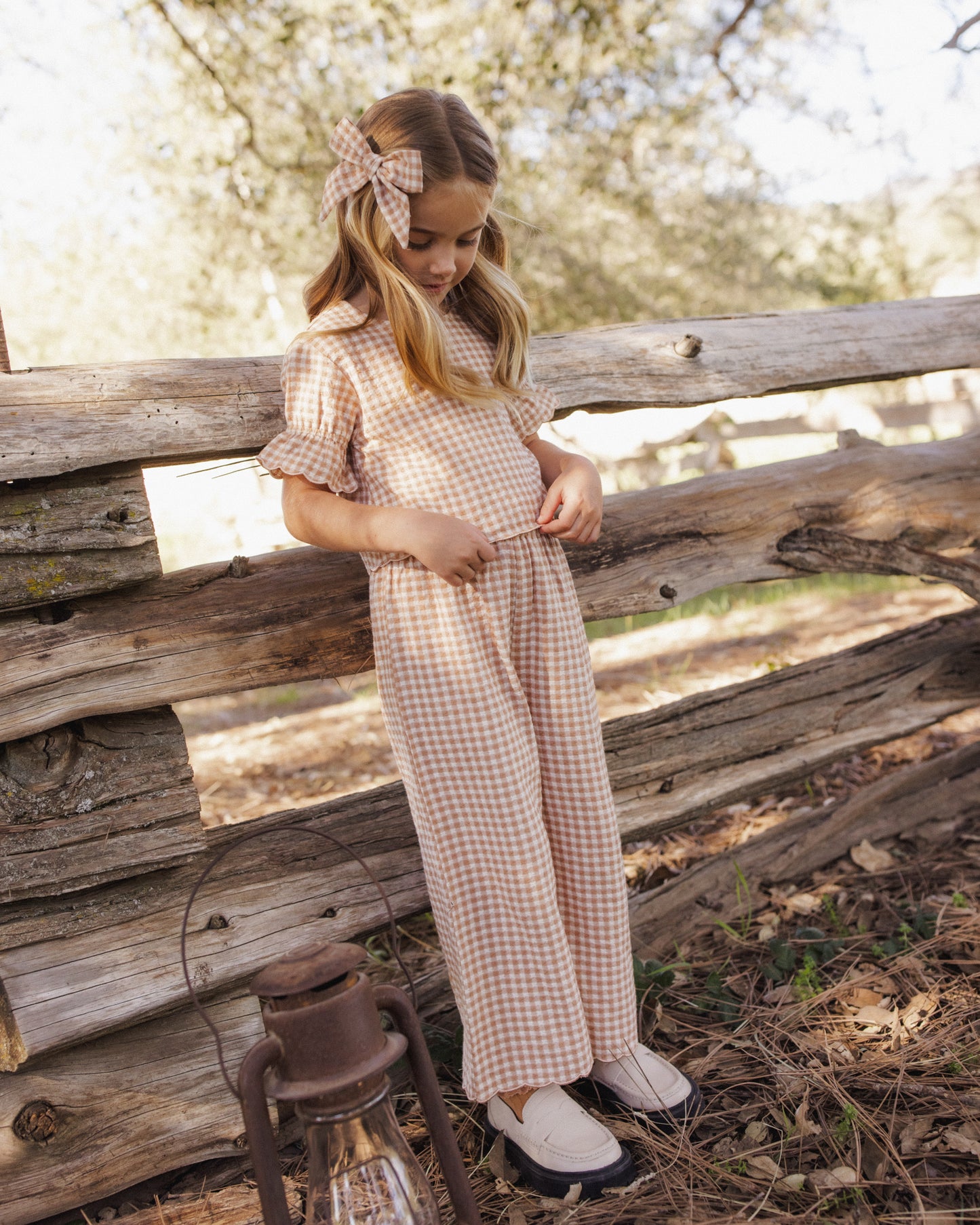 Bow Fawn Gingham - Rylee + Cru | Kids Clothes | Trendy Baby Clothes | Modern Infant Outfits |