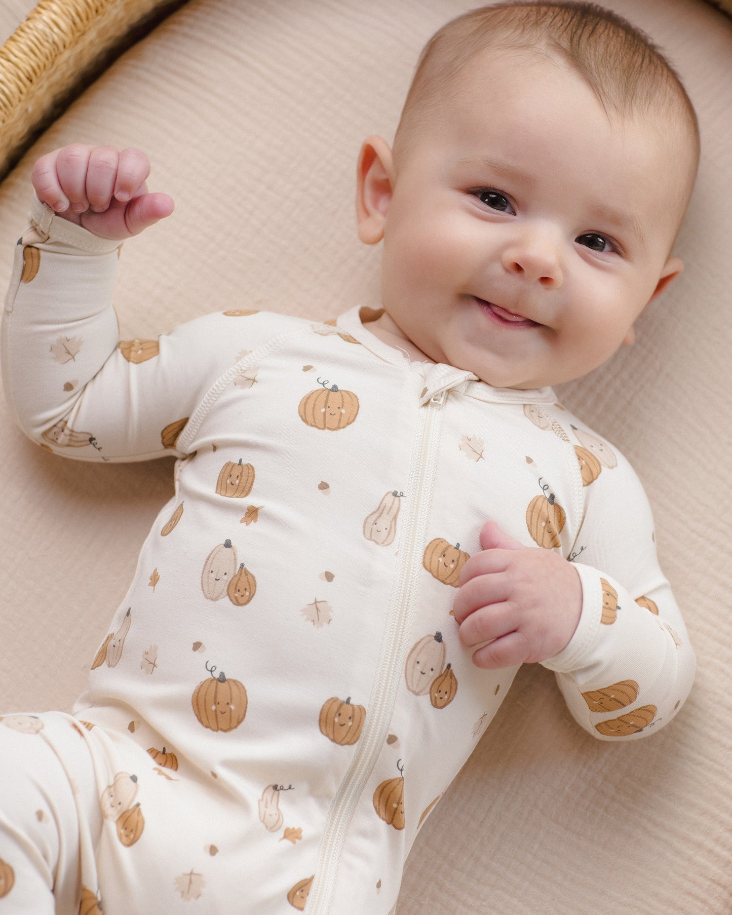 Bamboo Zip Footie Harvest Friends - Rylee + Cru | Kids Clothes | Trendy Baby Clothes | Modern Infant Outfits |