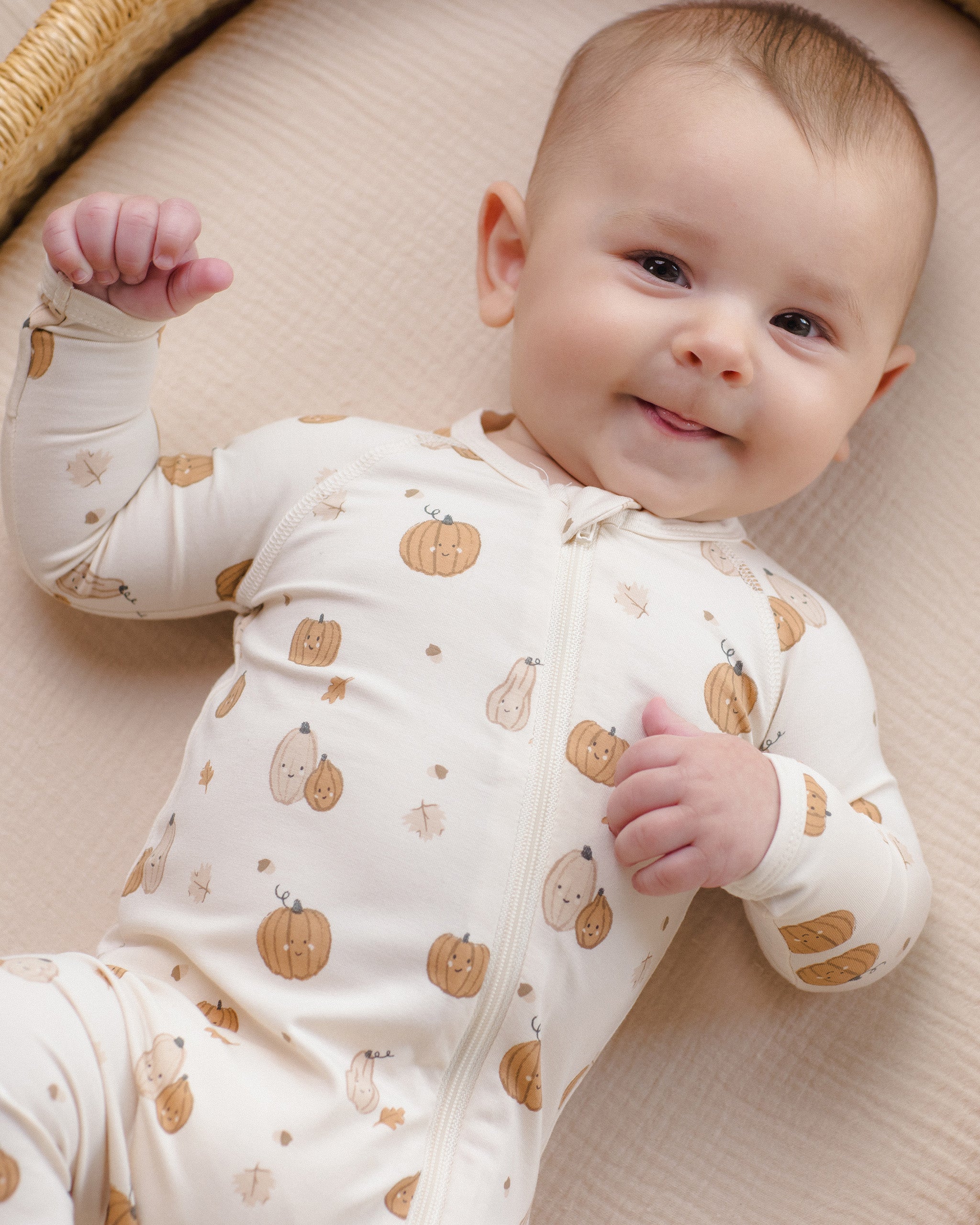 Bamboo Zip Footie Harvest Friends - Rylee + Cru | Kids Clothes | Trendy Baby Clothes | Modern Infant Outfits |