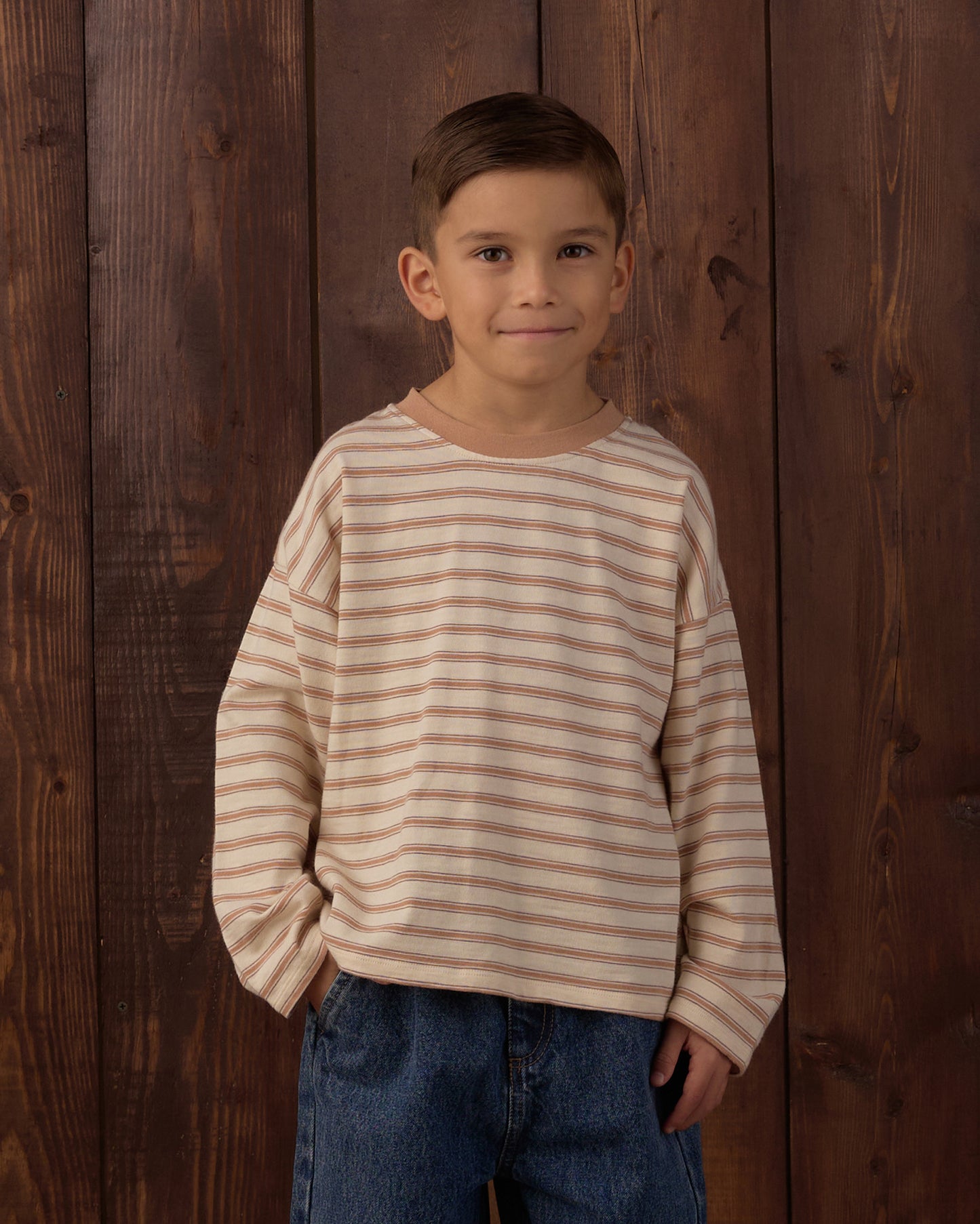 Camden Long Sleeve Tee Fawn Stripe - Rylee + Cru | Kids Clothes | Trendy Baby Clothes | Modern Infant Outfits |