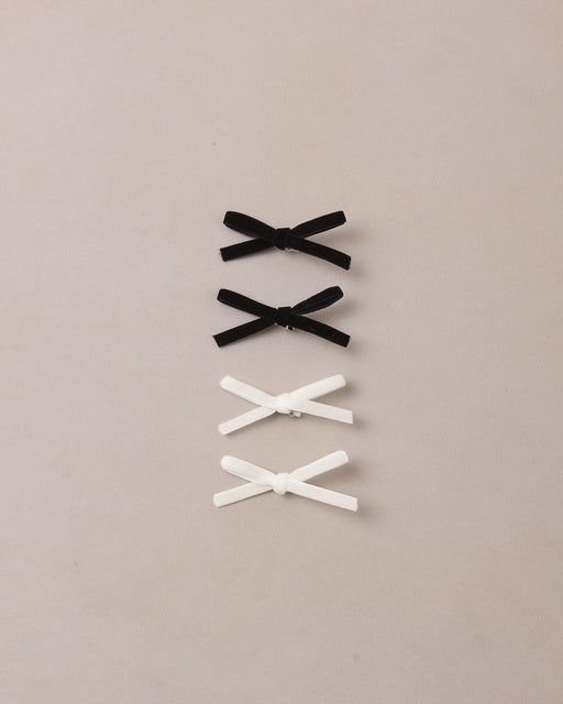 Mini Ribbon Bows Black, Ivory - Rylee + Cru | Kids Clothes | Trendy Baby Clothes | Modern Infant Outfits |