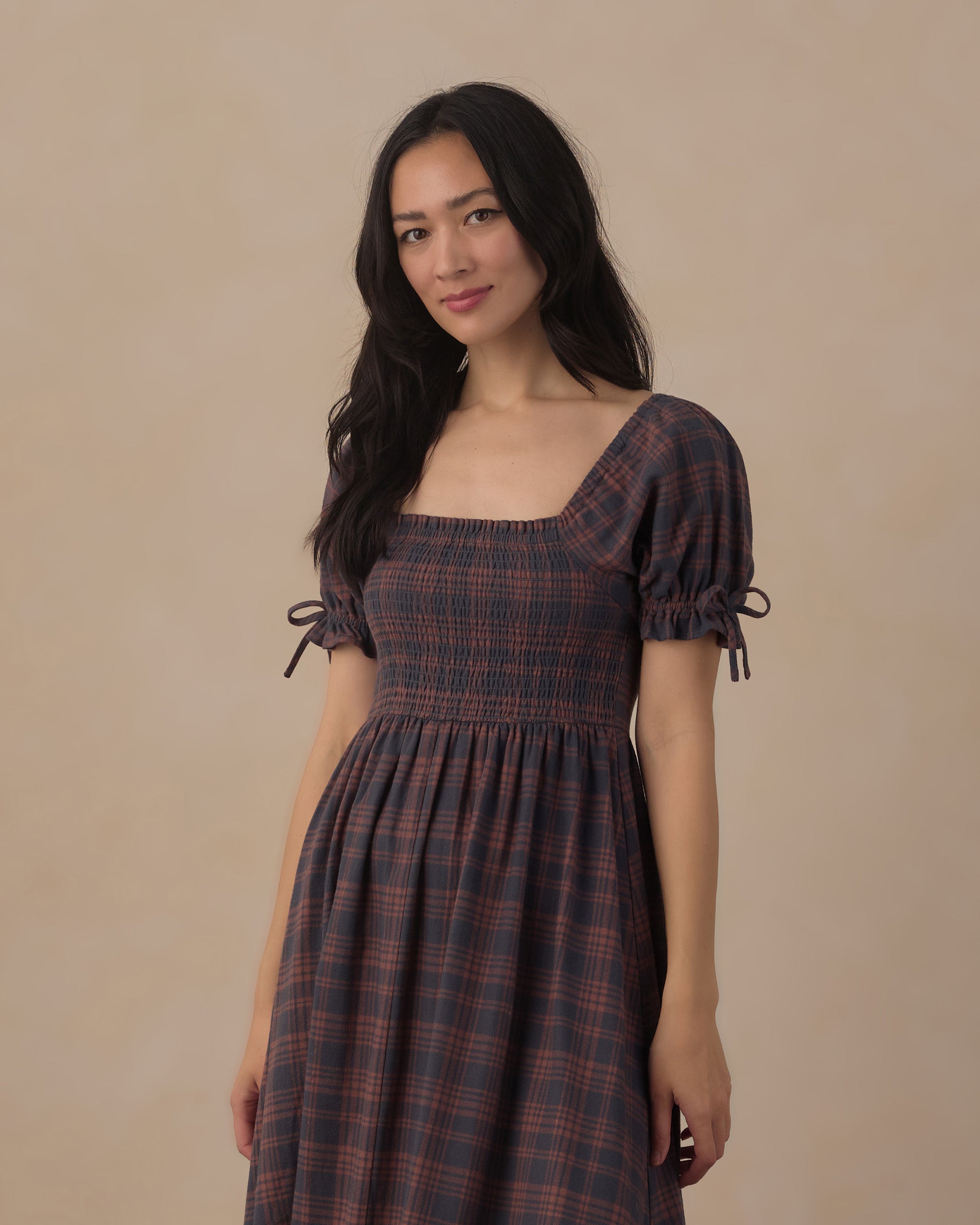 Women's Dallas Dress Midnight Plaid, L at Rylee + Cru
