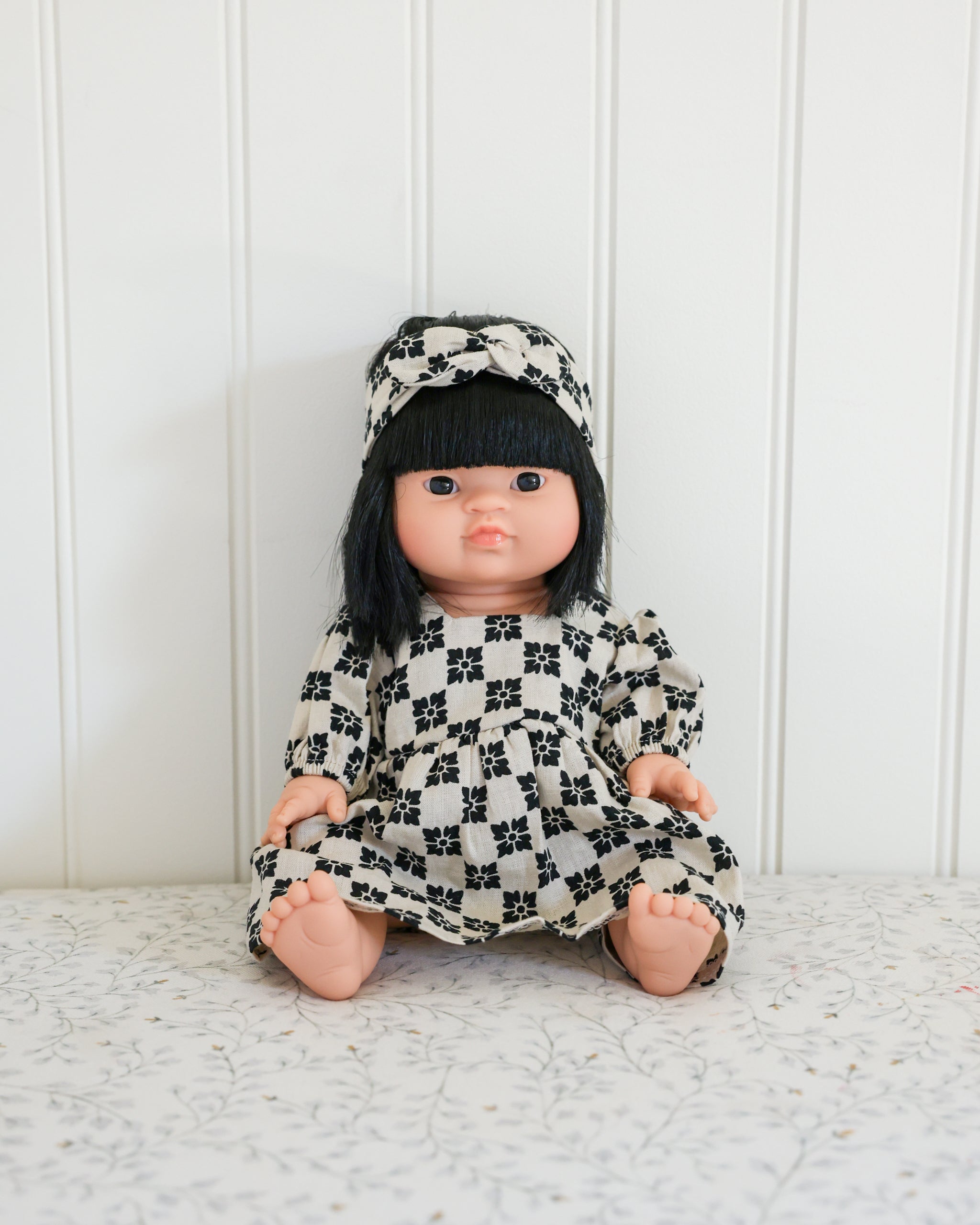 Minikane Doll Outfit || Flower Check Gretta Dress - Rylee + Cru | Kids Clothes | Trendy Baby Clothes | Modern Infant Outfits |