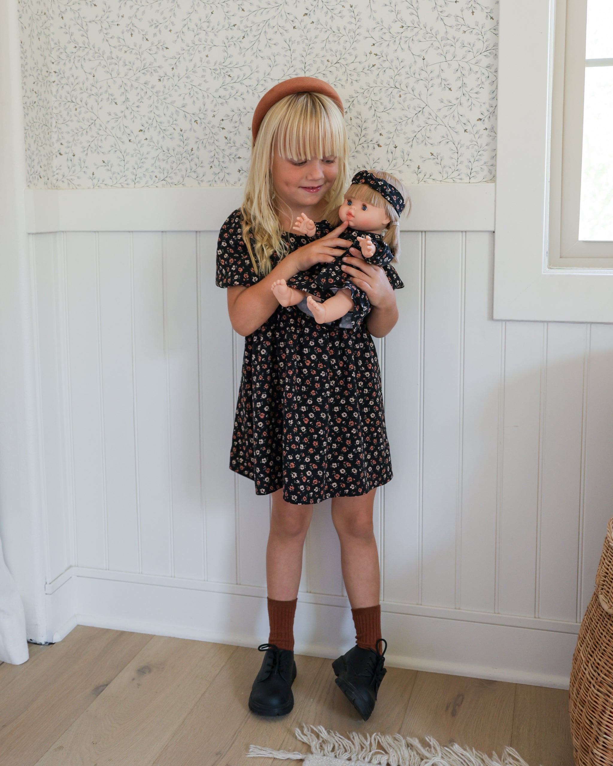 Gretta Babydoll Dress || Dark Floral - Rylee + Cru | Kids Clothes | Trendy Baby Clothes | Modern Infant Outfits |