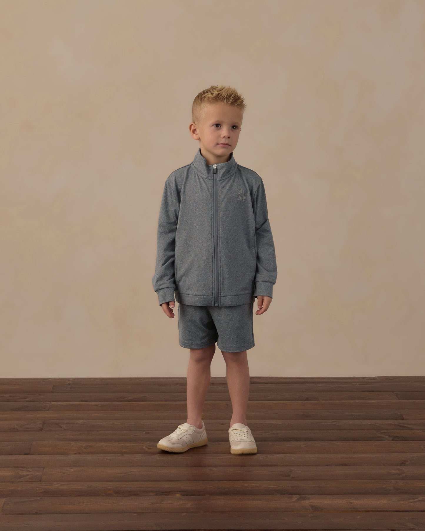 Oceanside Tech Short Heathered Midnight - Rylee + Cru | Kids Clothes | Trendy Baby Clothes | Modern Infant Outfits |