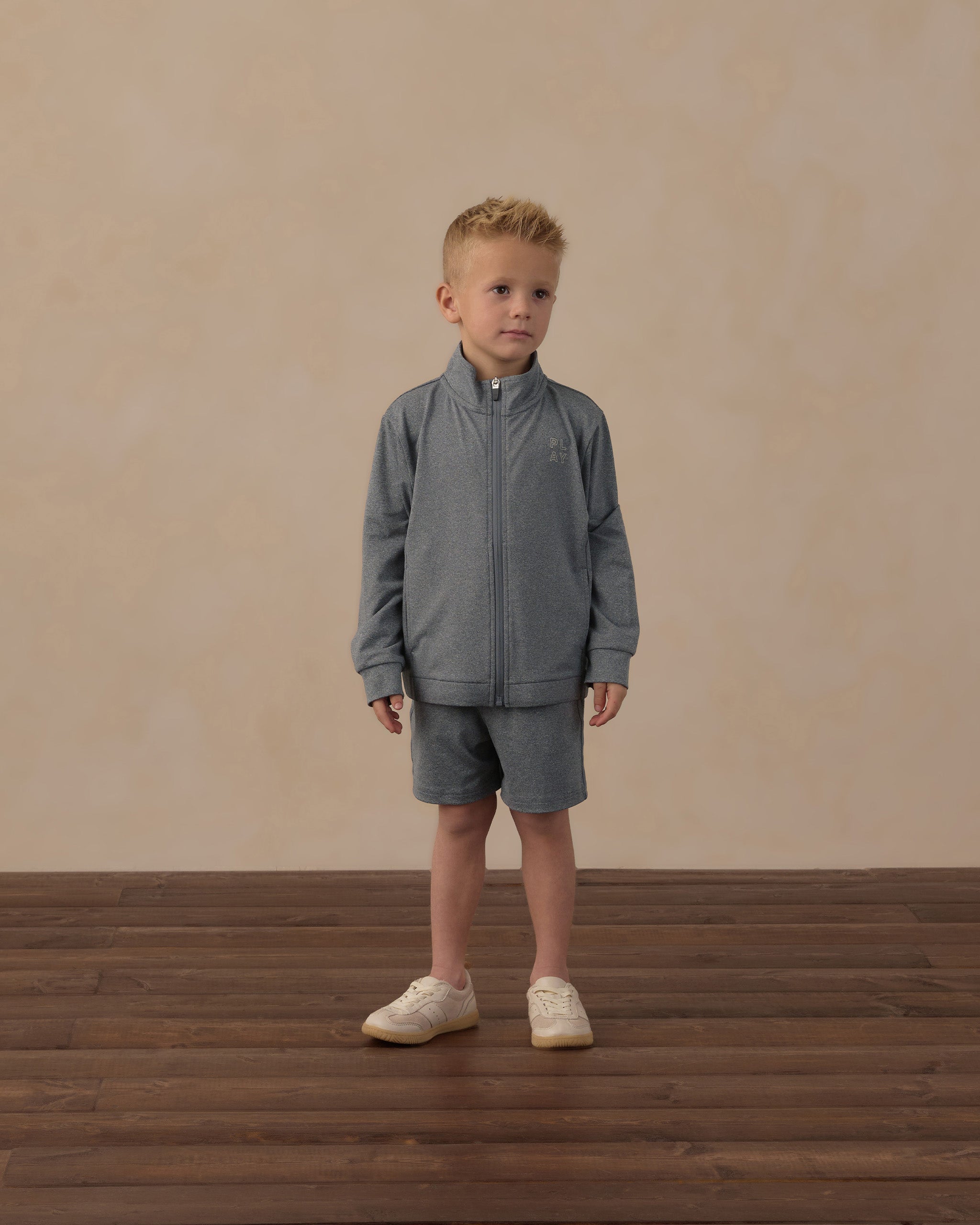 Oceanside Tech Short Heathered Midnight - Rylee + Cru | Kids Clothes | Trendy Baby Clothes | Modern Infant Outfits |
