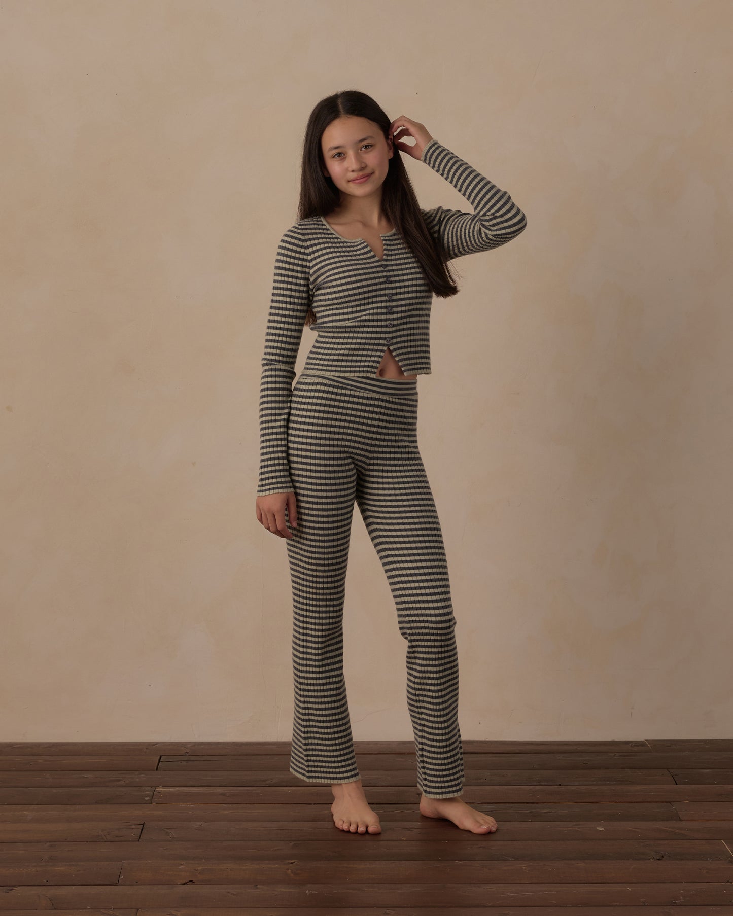 Teen Flare Rib Knit Pant Midnight Stripe - Rylee + Cru | Kids Clothes | Trendy Baby Clothes | Modern Infant Outfits |