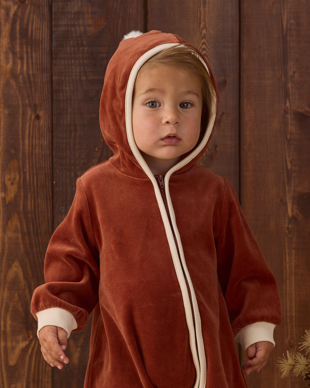 Velour Zip Jumpsuit Redwood - Rylee + Cru | Kids Clothes | Trendy Baby Clothes | Modern Infant Outfits |