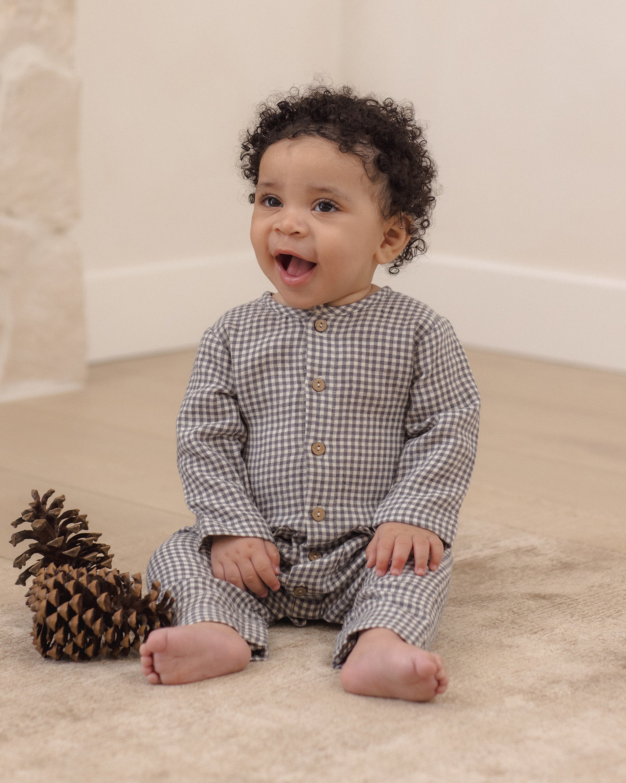 Pocketed Woven Jumpsuit Midnight Gingham – Quincy Mae