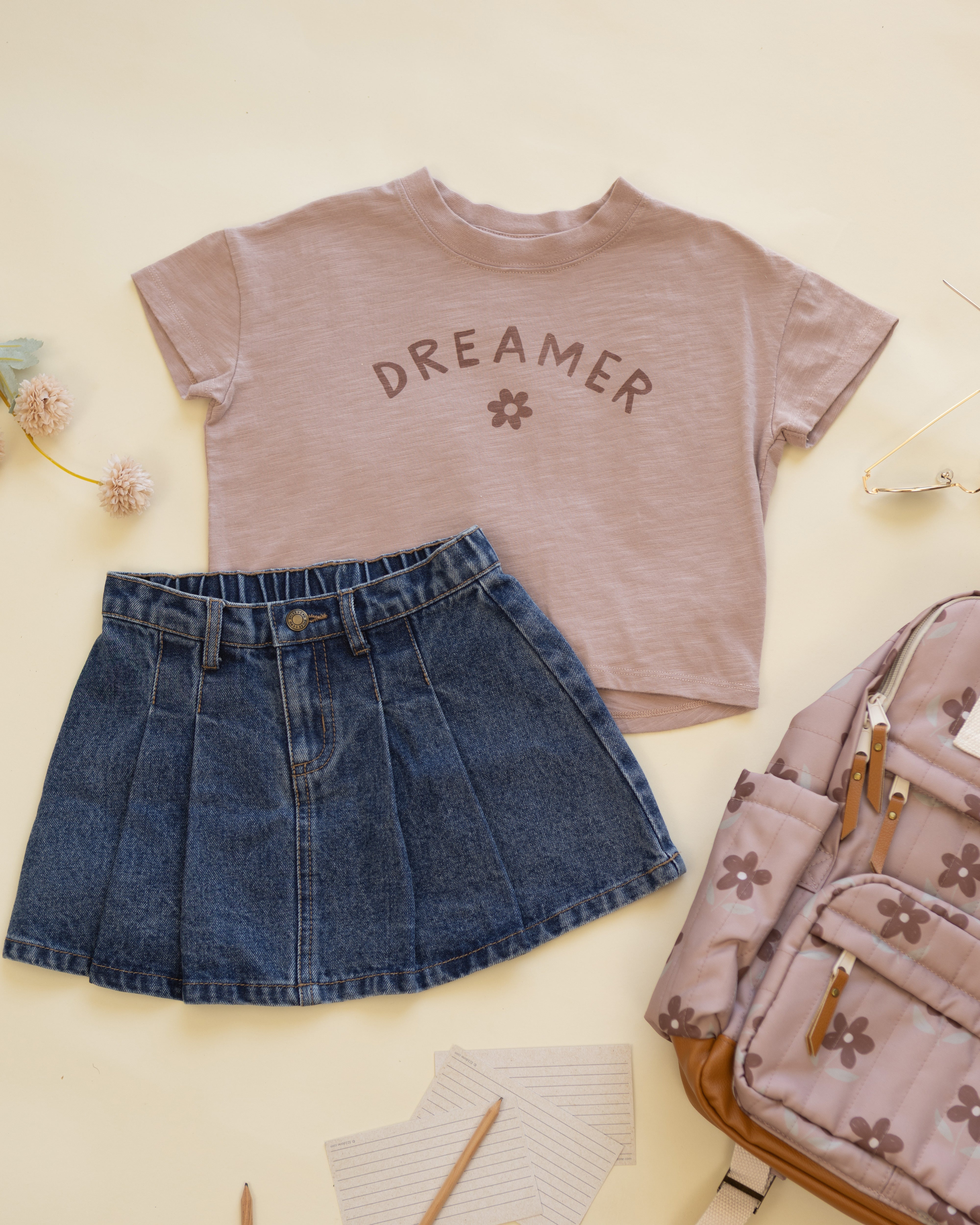 Pleated Denim Skirt Indigo - Rylee + Cru | Kids Clothes | Trendy Baby Clothes | Modern Infant Outfits |