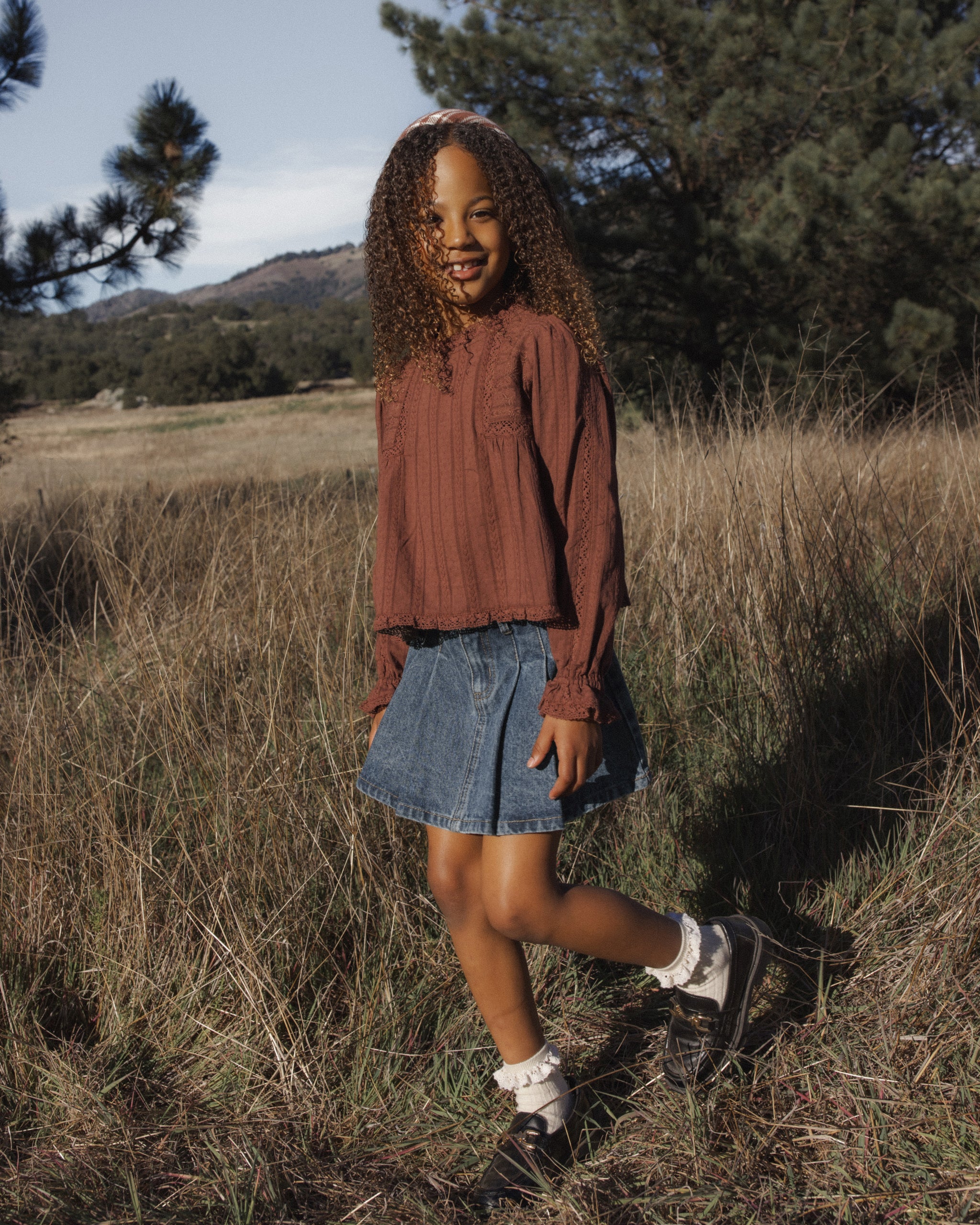 Pleated Denim Skirt Indigo - Rylee + Cru | Kids Clothes | Trendy Baby Clothes | Modern Infant Outfits |