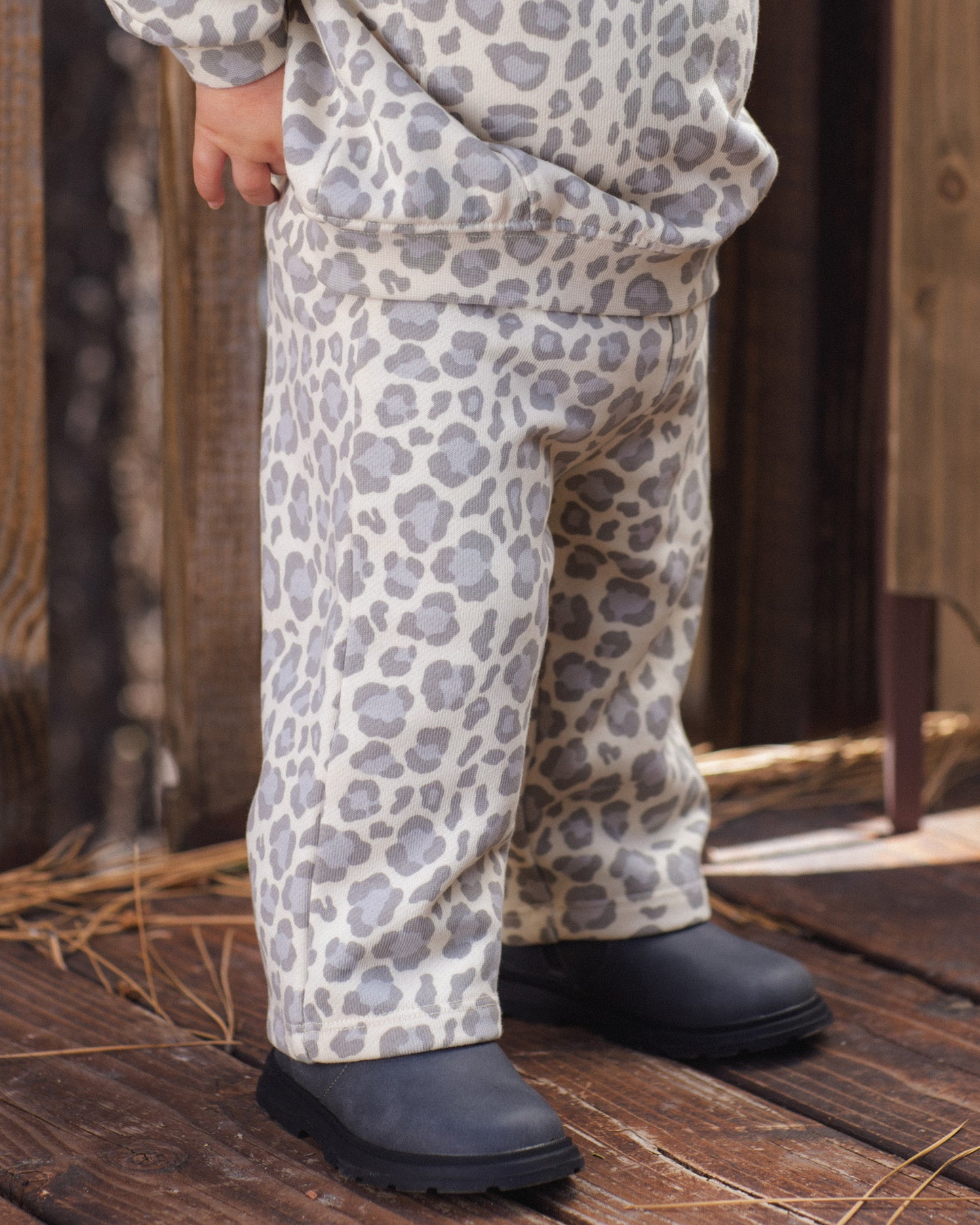 Wide Leg Sweatpant Blue Leopard - Rylee + Cru | Kids Clothes | Trendy Baby Clothes | Modern Infant Outfits |