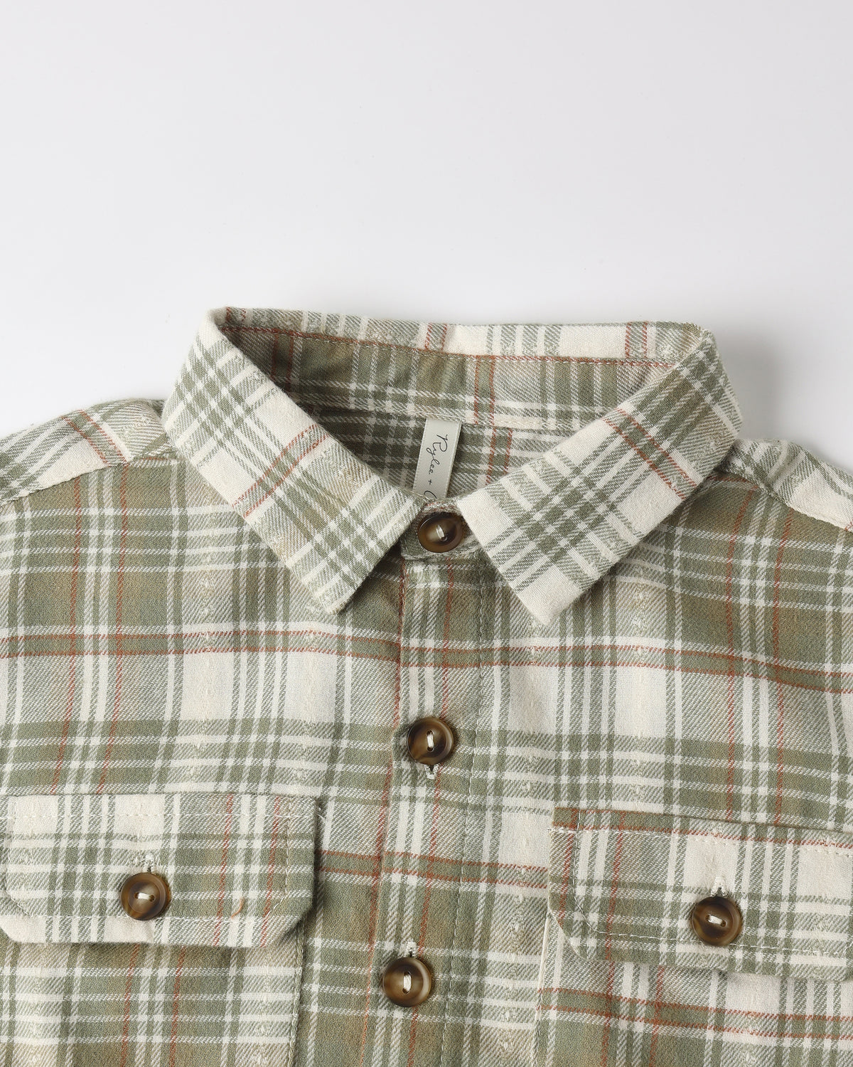 Pocketed Corduroy Shirt Olive Dobby Plaid - Rylee + Cru | Kids Clothes | Trendy Baby Clothes | Modern Infant Outfits |
