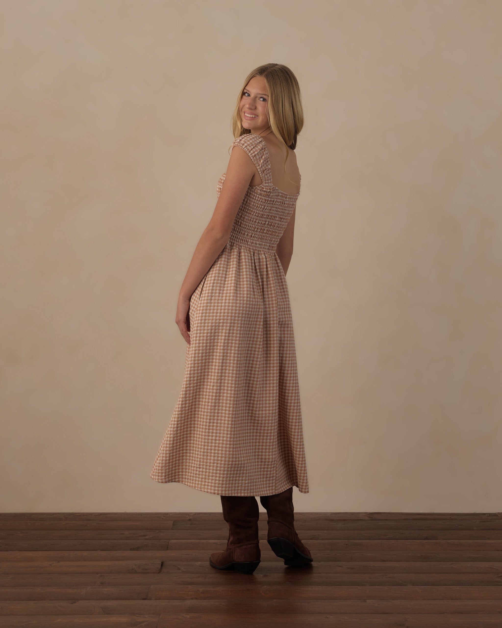 Teen Jess Dress Fawn Gingham - Rylee + Cru | Kids Clothes | Trendy Baby Clothes | Modern Infant Outfits |