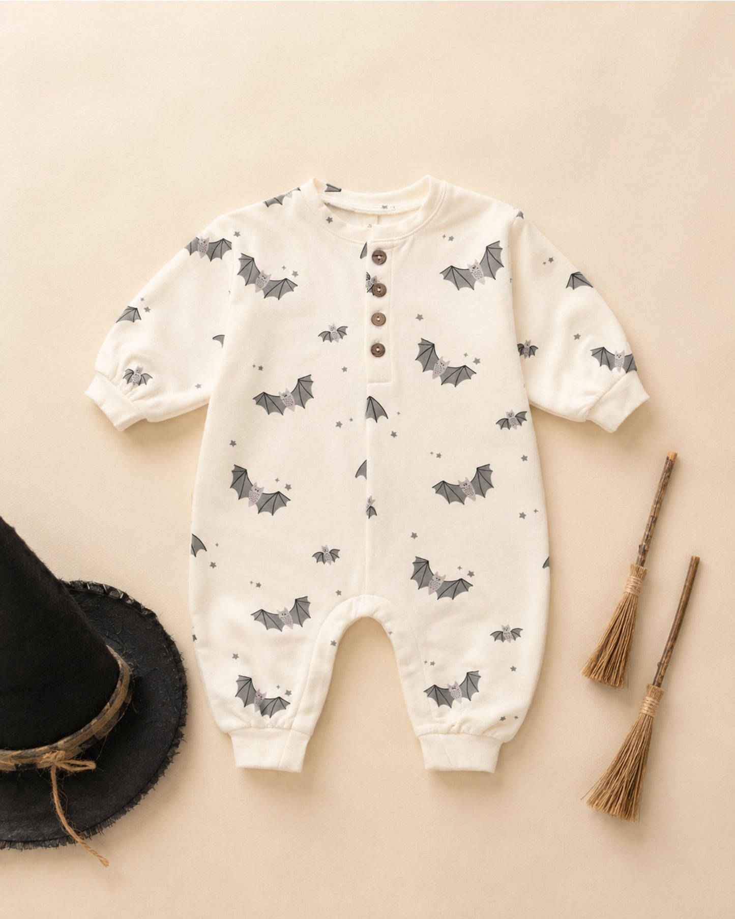 Relaxed Fleece Jumpsuit Baby Bats - Rylee + Cru | Kids Clothes | Trendy Baby Clothes | Modern Infant Outfits |