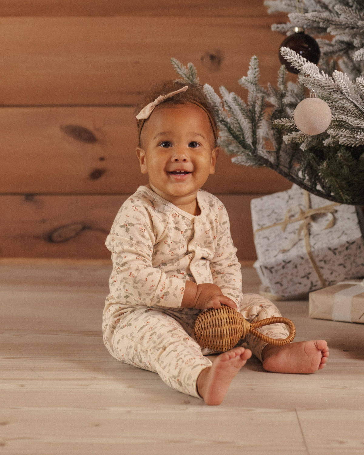 Organic Long John Pajamas Holly Fleur - Rylee + Cru | Kids Clothes | Trendy Baby Clothes | Modern Infant Outfits |