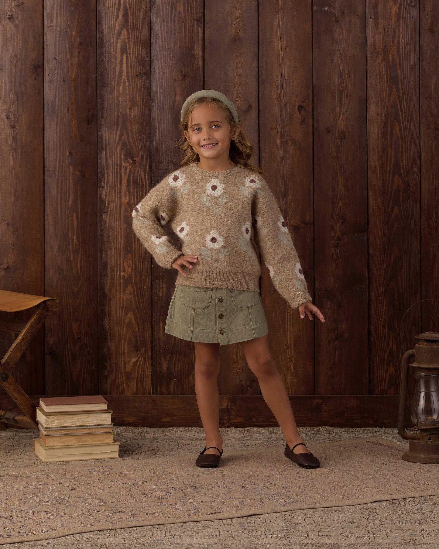 Aspen Sweater Fawn Flower - Rylee + Cru | Kids Clothes | Trendy Baby Clothes | Modern Infant Outfits |