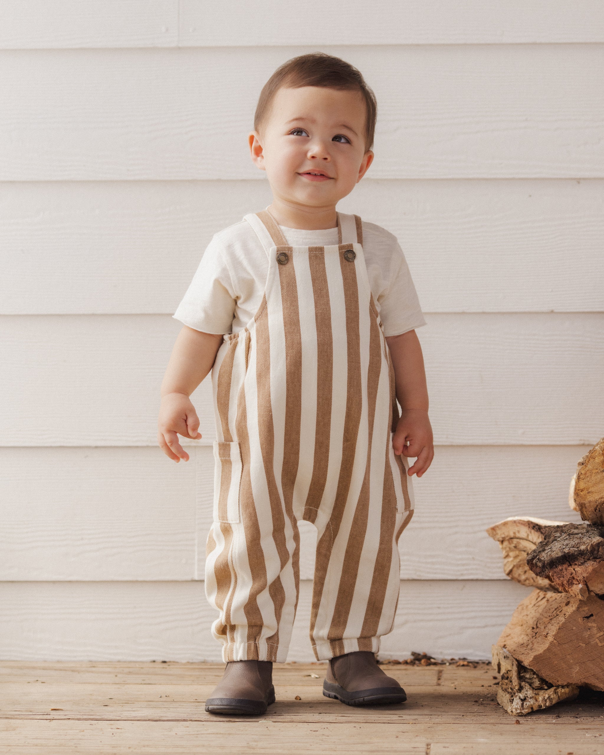 Cargo Baby Overall Fawn Pinstripe - Rylee + Cru | Kids Clothes | Trendy Baby Clothes | Modern Infant Outfits |