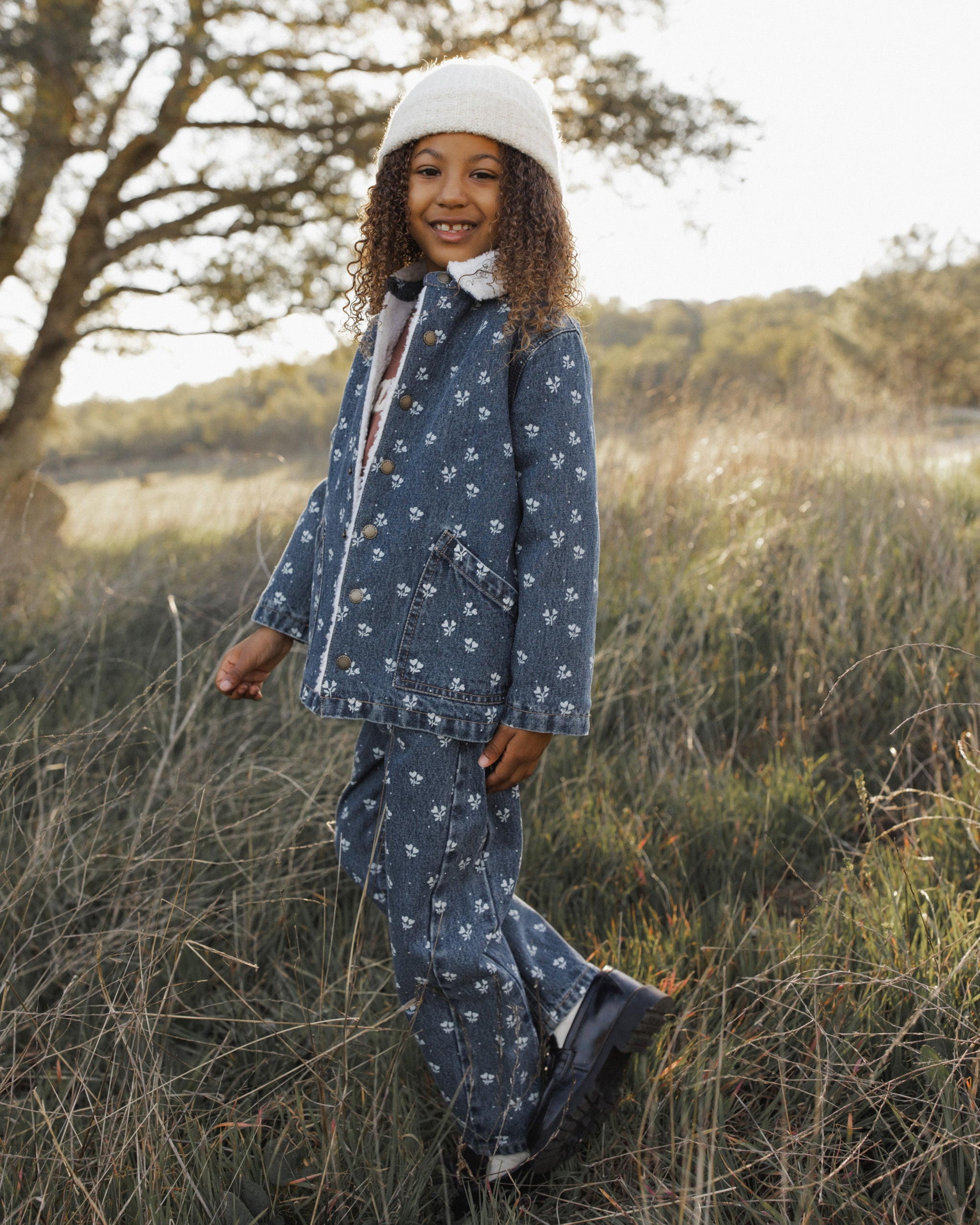 Long Chore Coat Heart Ditsy - Rylee + Cru | Kids Clothes | Trendy Baby Clothes | Modern Infant Outfits |