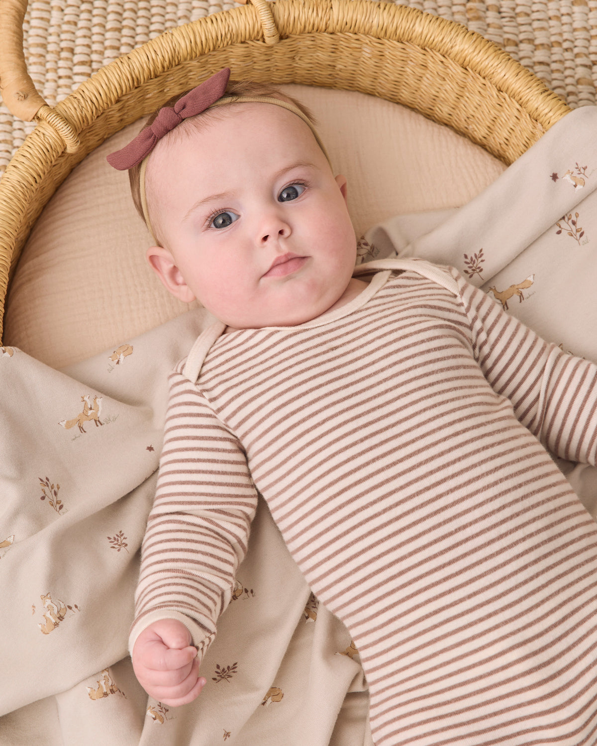 Baby Footie Cocoa Microstripe - Rylee + Cru | Kids Clothes | Trendy Baby Clothes | Modern Infant Outfits |
