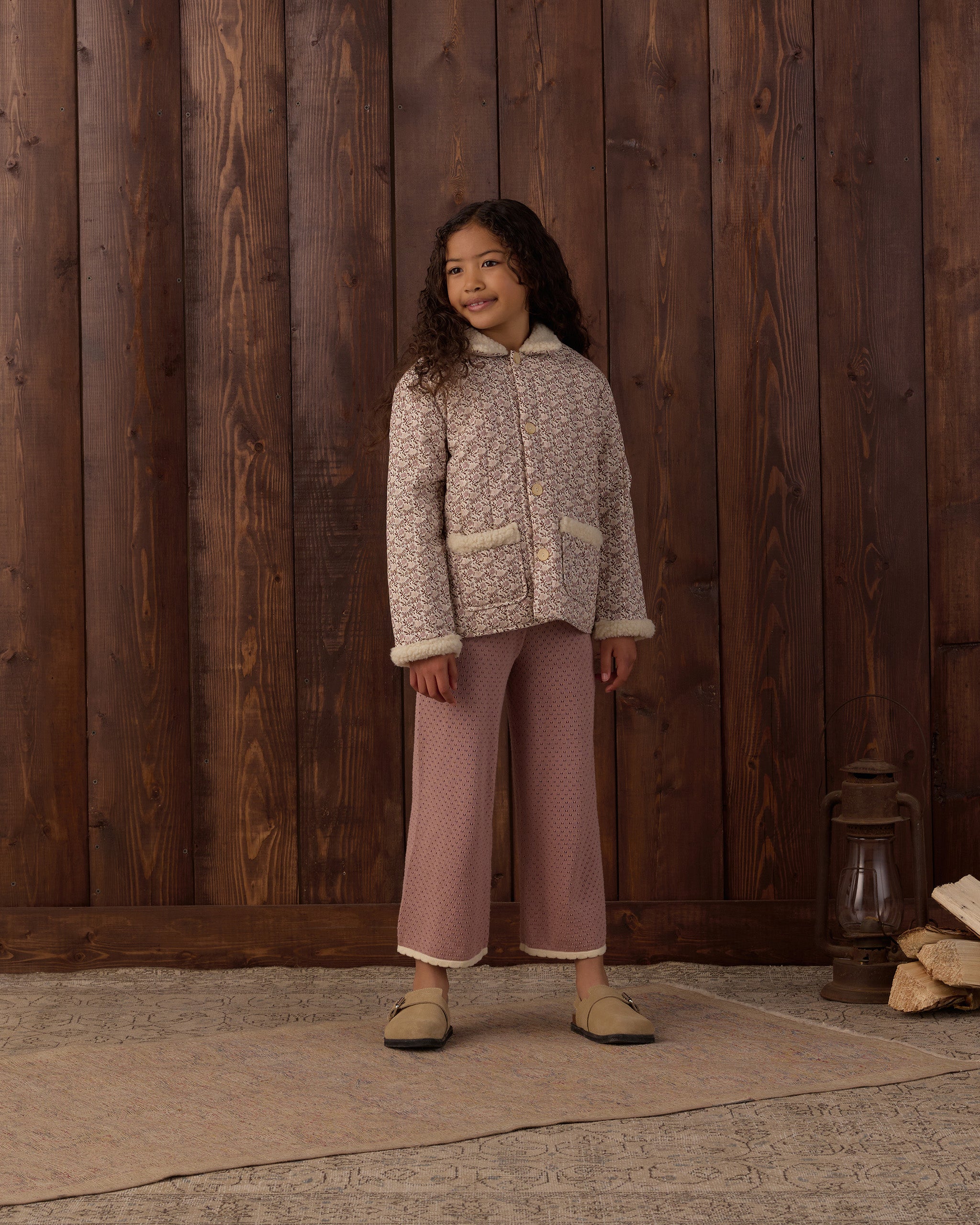 Pointelle Knit Pant Rosewood - Rylee + Cru | Kids Clothes | Trendy Baby Clothes | Modern Infant Outfits |
