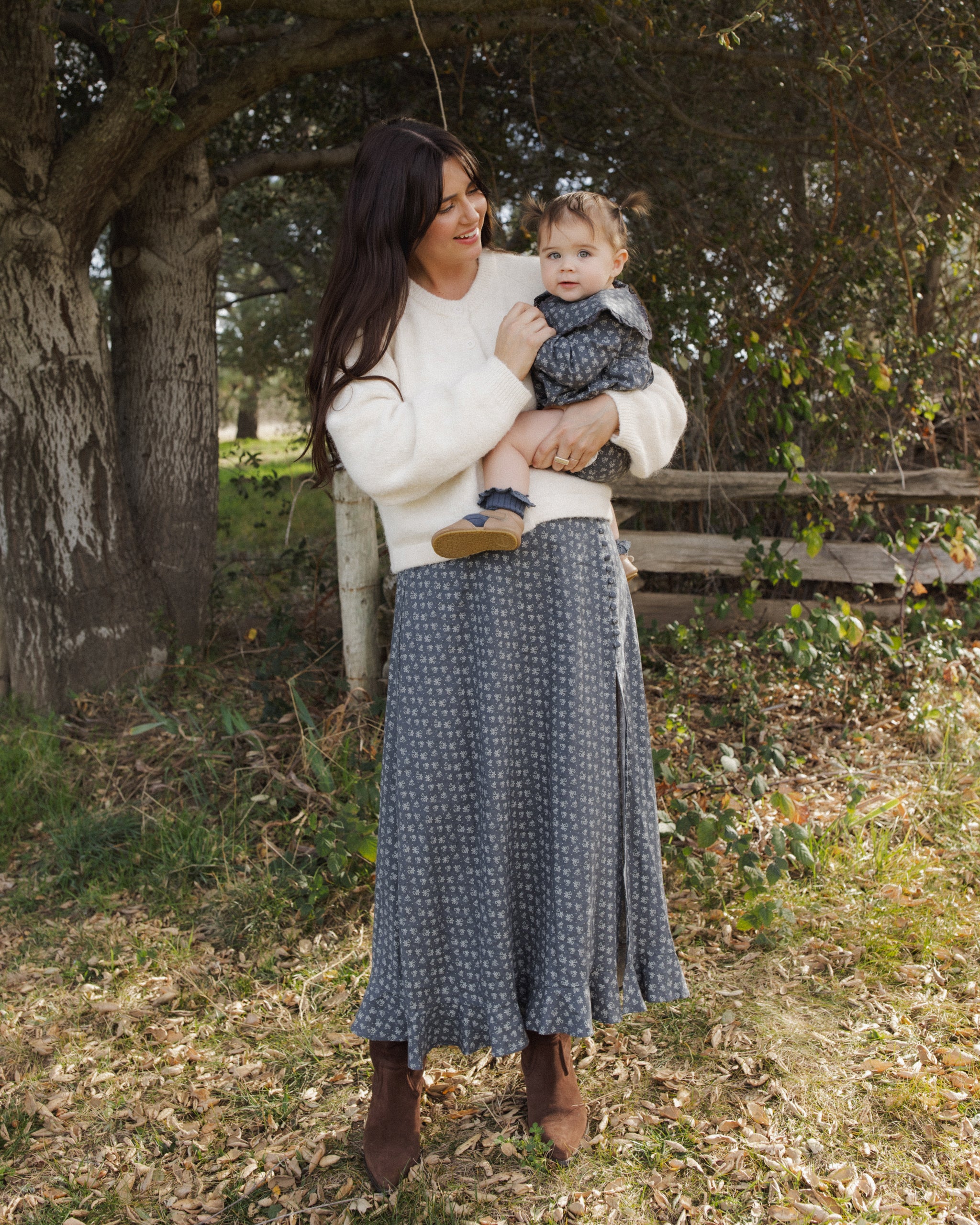 Women's Button Slit Skirt Heart Ditsy - Rylee + Cru | Kids Clothes | Trendy Baby Clothes | Modern Infant Outfits |