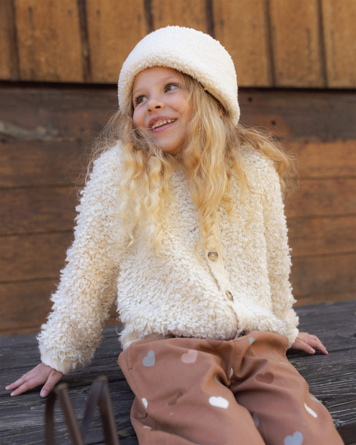Pom Shearling Beanie Natural - Rylee + Cru | Kids Clothes | Trendy Baby Clothes | Modern Infant Outfits |