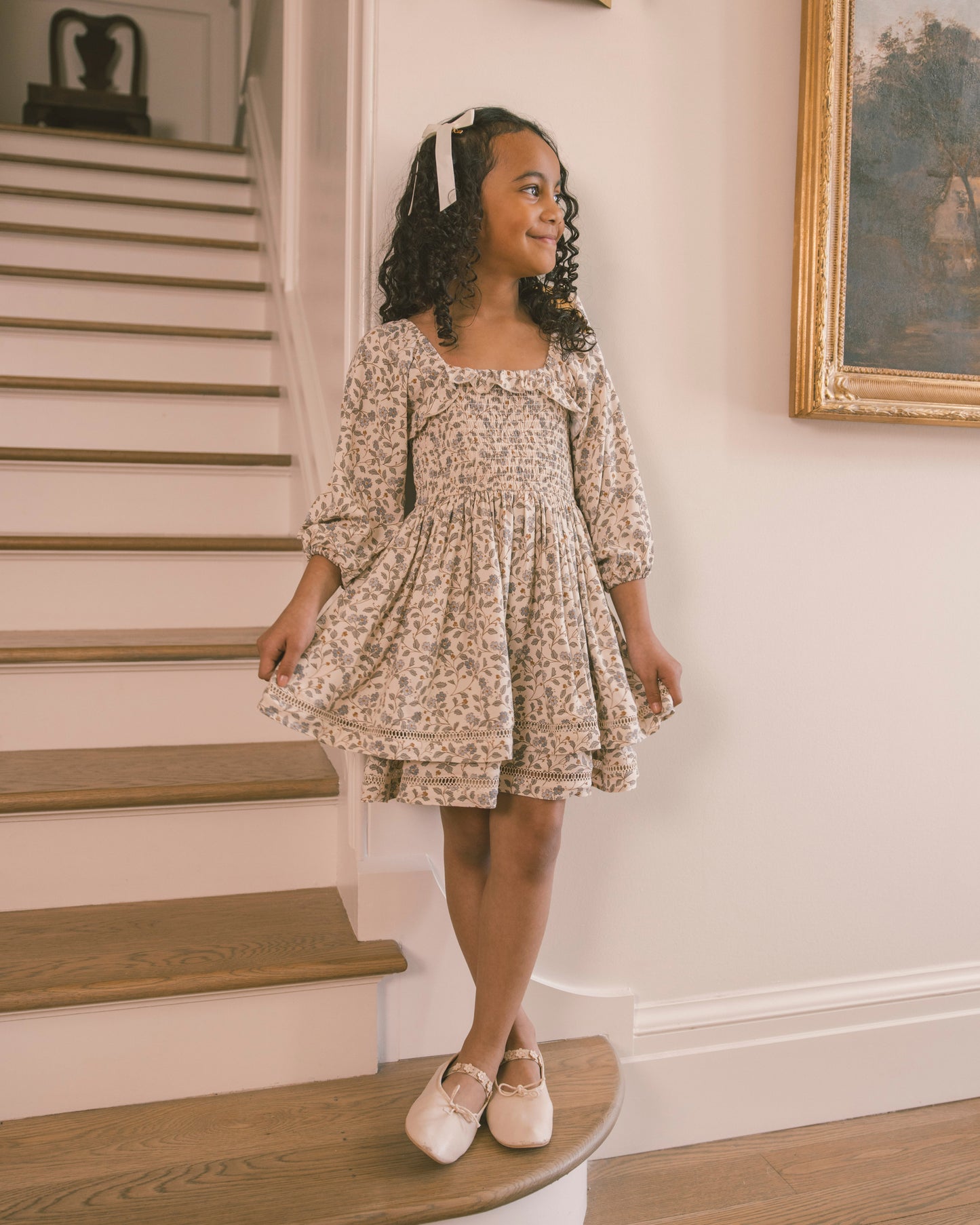 Elodie Dress Blue Garden - Rylee + Cru | Kids Clothes | Trendy Baby Clothes | Modern Infant Outfits |