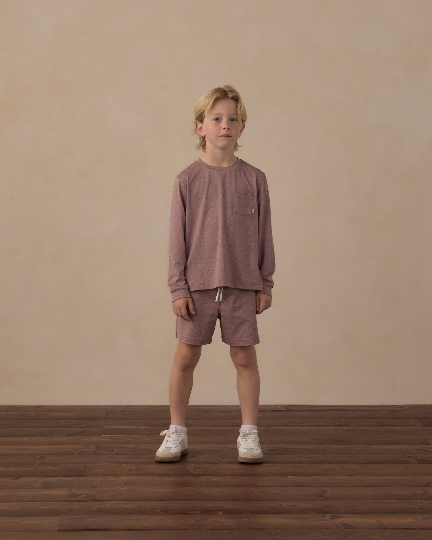 Oceanside Tech Short Heathered Mulberry - Rylee + Cru | Kids Clothes | Trendy Baby Clothes | Modern Infant Outfits |