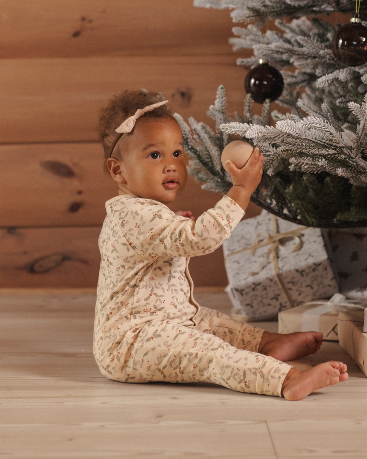 Organic Long John Pajamas Holly Fleur - Rylee + Cru | Kids Clothes | Trendy Baby Clothes | Modern Infant Outfits |