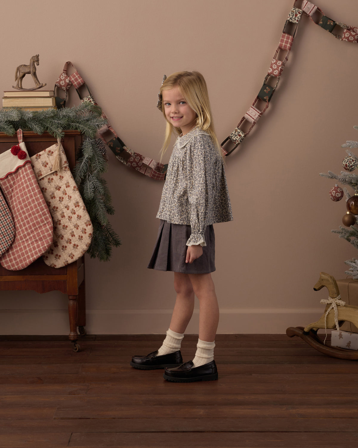 Kat Blouse Slate Floral - Rylee + Cru | Kids Clothes | Trendy Baby Clothes | Modern Infant Outfits |