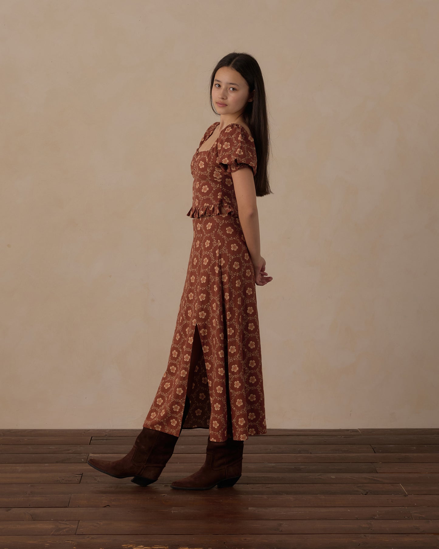 Teen Midi Skirt Brick Daisies - Rylee + Cru | Kids Clothes | Trendy Baby Clothes | Modern Infant Outfits |