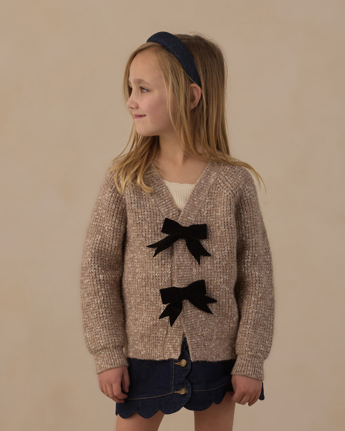 Bow Cardigan Heathered Stone - Rylee + Cru | Kids Clothes | Trendy Baby Clothes | Modern Infant Outfits |
