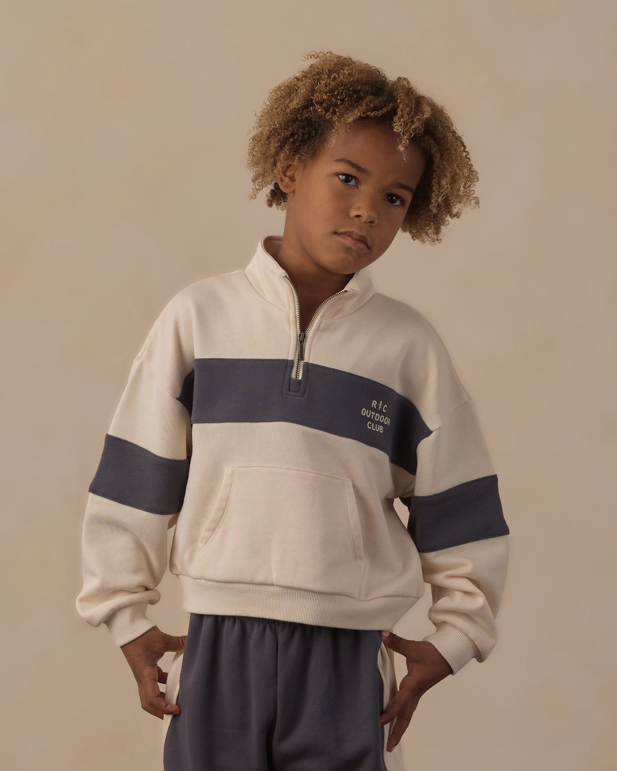 Panel Stripe Half Zip Outdoor Club - Rylee + Cru | Kids Clothes | Trendy Baby Clothes | Modern Infant Outfits |