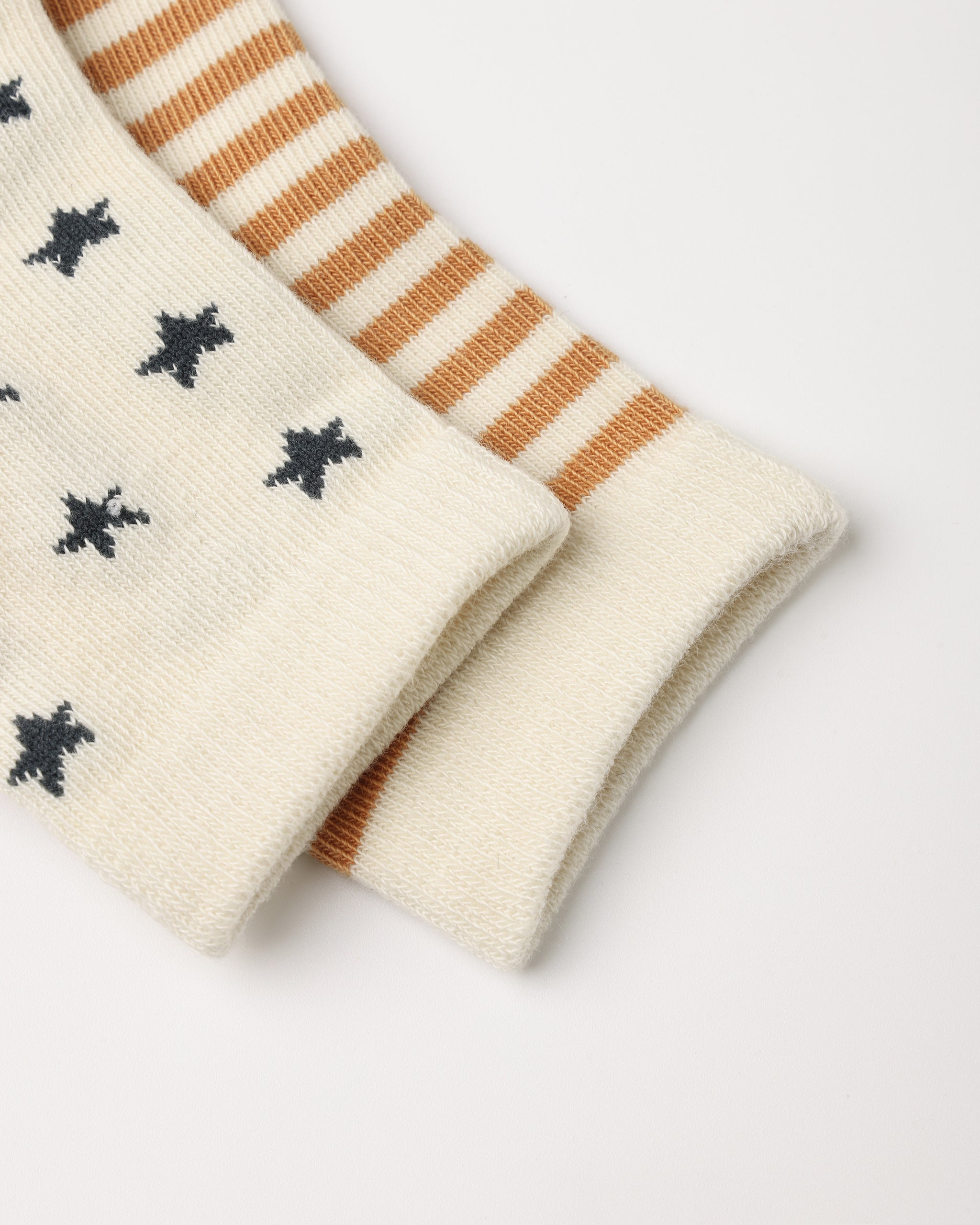 Jacquard Socks, 2-Pack Fawn Stripe, Midnight Stars - Rylee + Cru | Kids Clothes | Trendy Baby Clothes | Modern Infant Outfits |