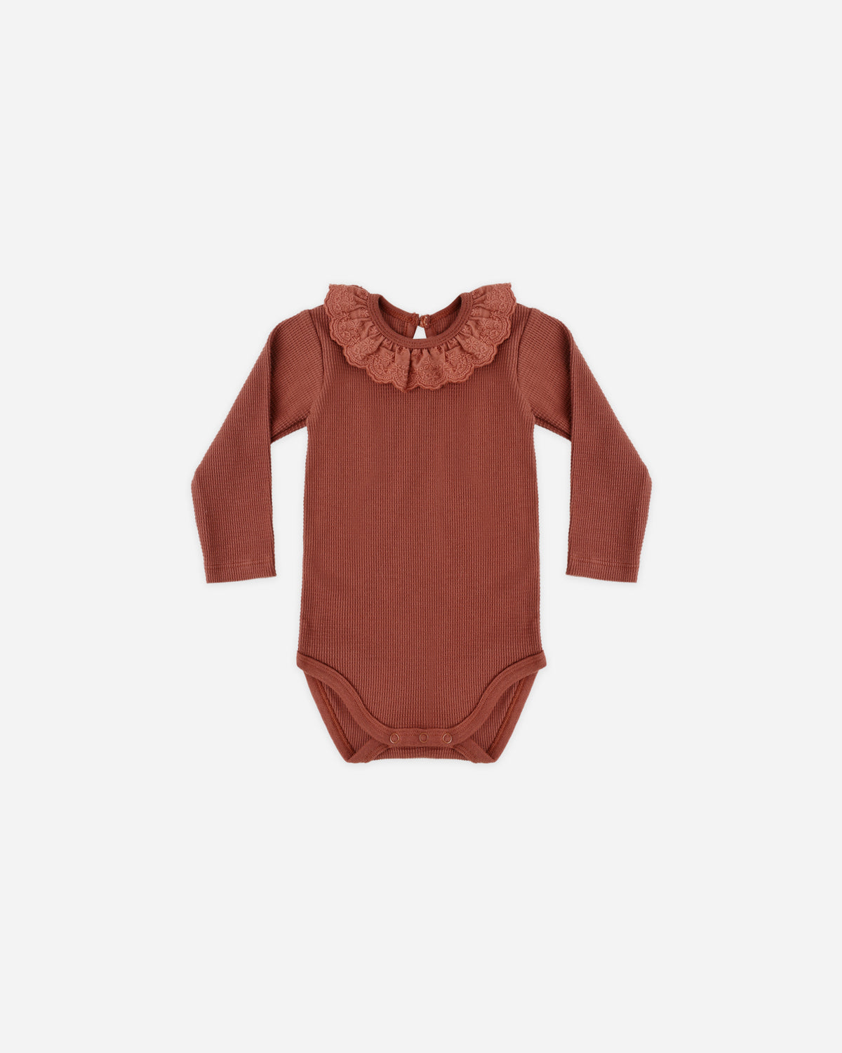 Ruffle Collar Bodysuit Redwood - Rylee + Cru | Kids Clothes | Trendy Baby Clothes | Modern Infant Outfits |