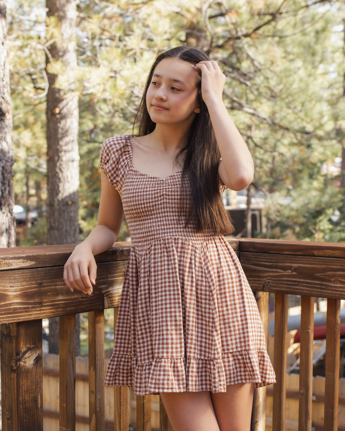 Teen Stella Dress Brick Check - Rylee + Cru | Kids Clothes | Trendy Baby Clothes | Modern Infant Outfits |