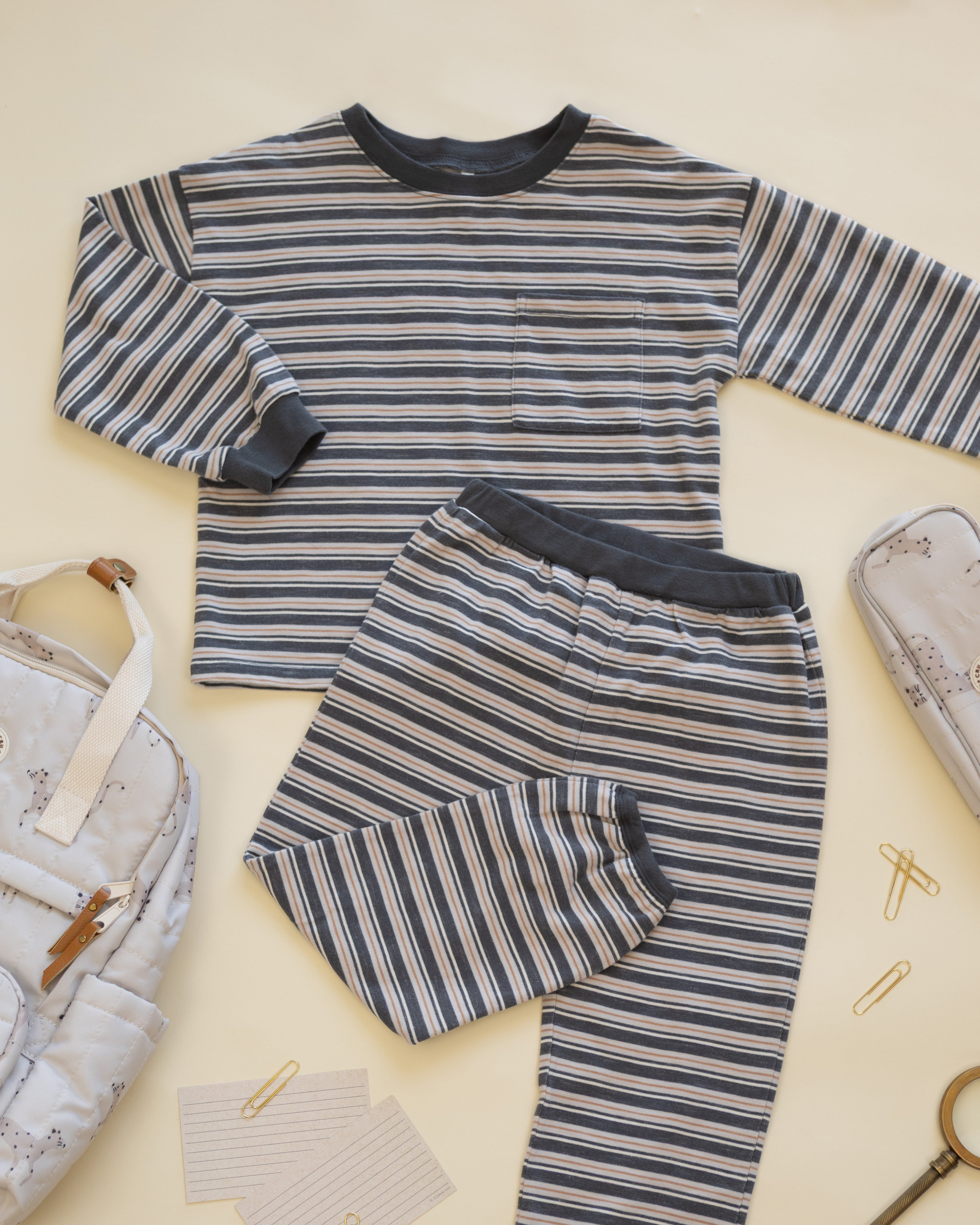 Relaxed Set Blue Stripe - Rylee + Cru | Kids Clothes | Trendy Baby Clothes | Modern Infant Outfits |