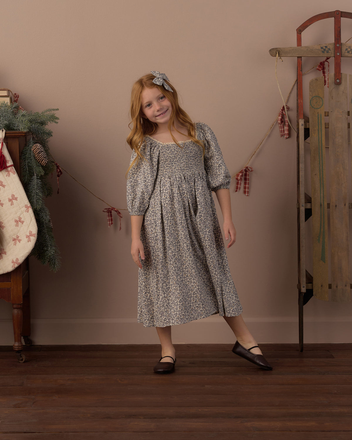 Della Dress Slate Floral - Rylee + Cru | Kids Clothes | Trendy Baby Clothes | Modern Infant Outfits |
