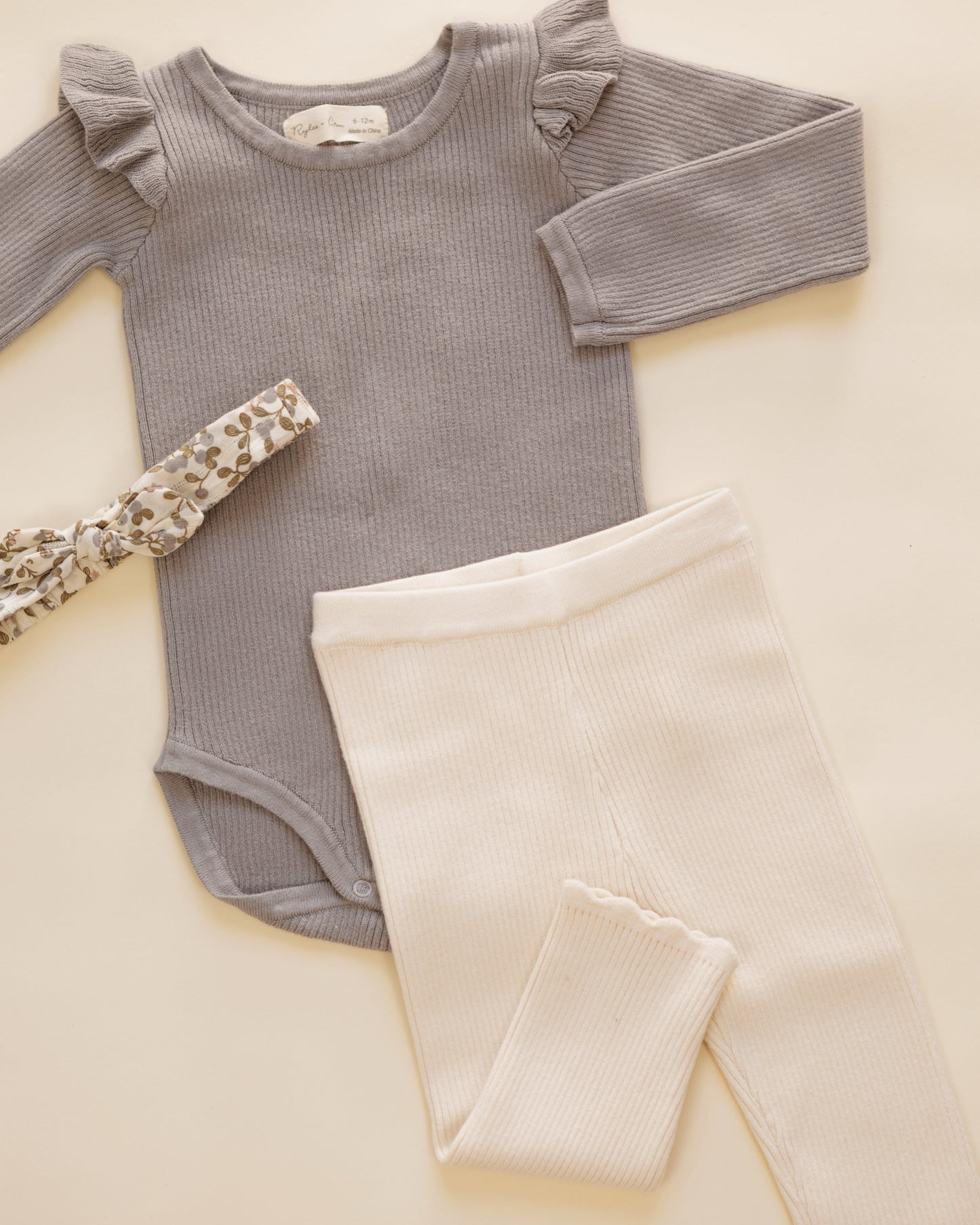 Shoulder Ruffle Bodysuit Dusty Blue - Rylee + Cru | Kids Clothes | Trendy Baby Clothes | Modern Infant Outfits |