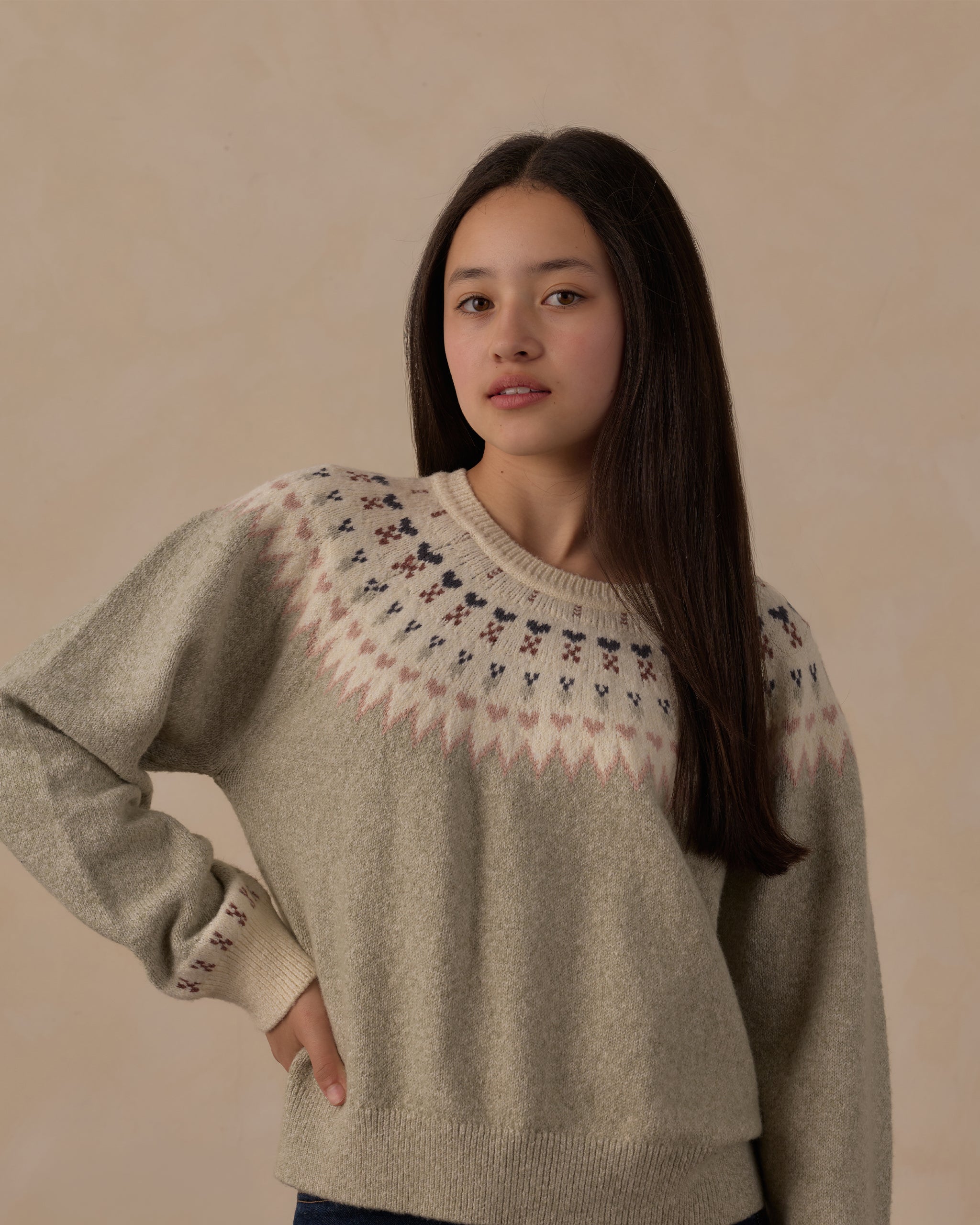 Teen Fair Isle Sweater Sage - Rylee + Cru | Kids Clothes | Trendy Baby Clothes | Modern Infant Outfits |