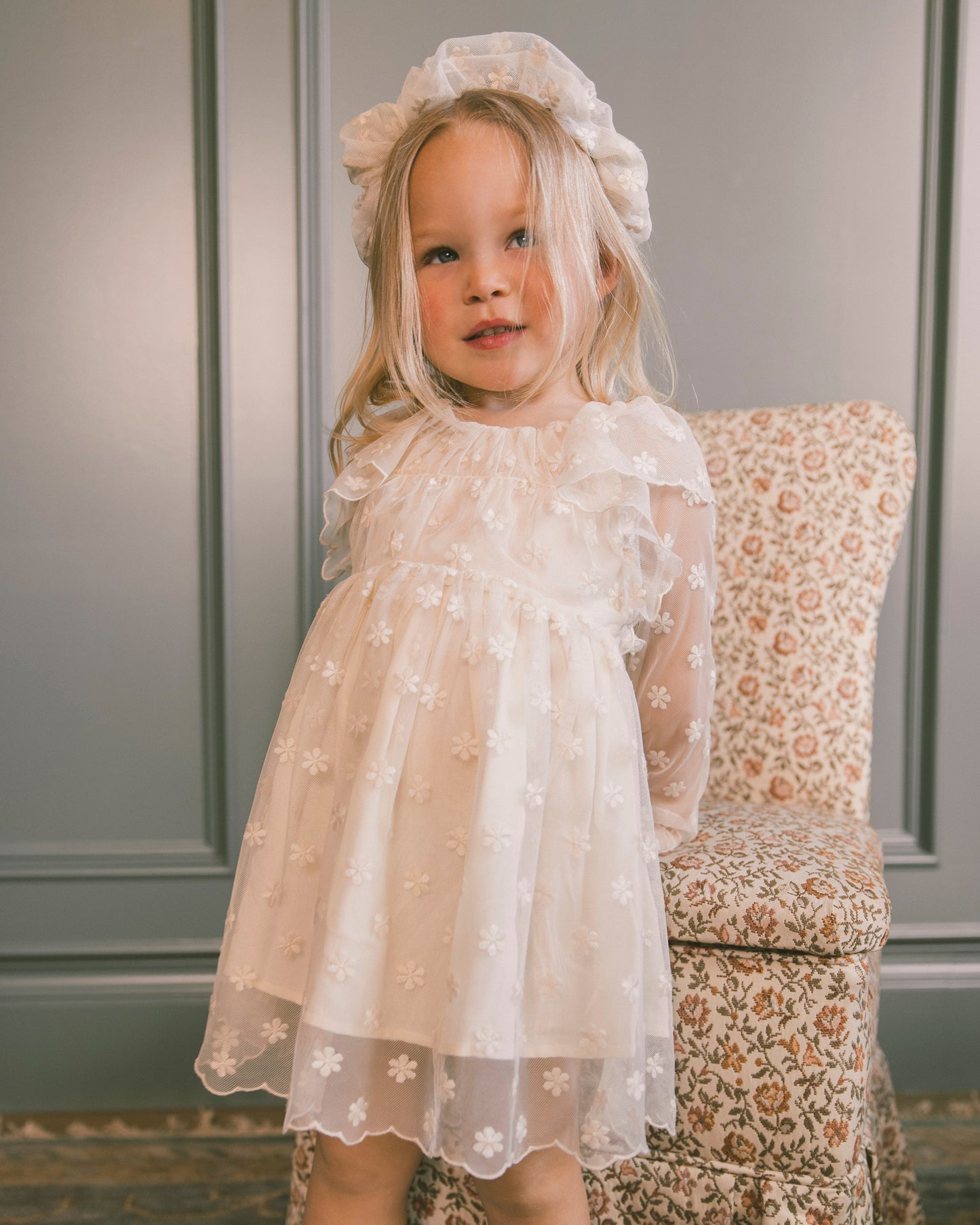 Gathered Headband Embroidered Daisy - Rylee + Cru | Kids Clothes | Trendy Baby Clothes | Modern Infant Outfits |